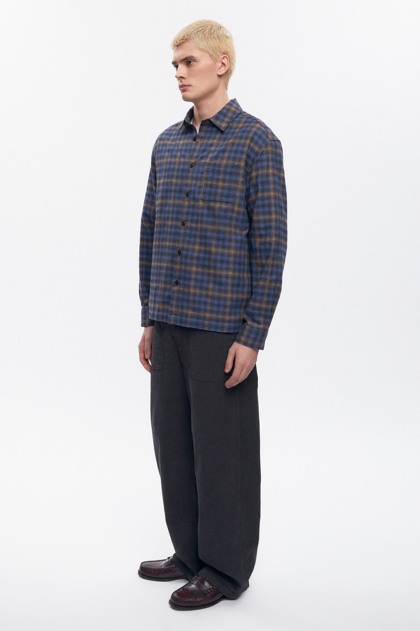 Men's Flannel Shirt in Blue Plaid