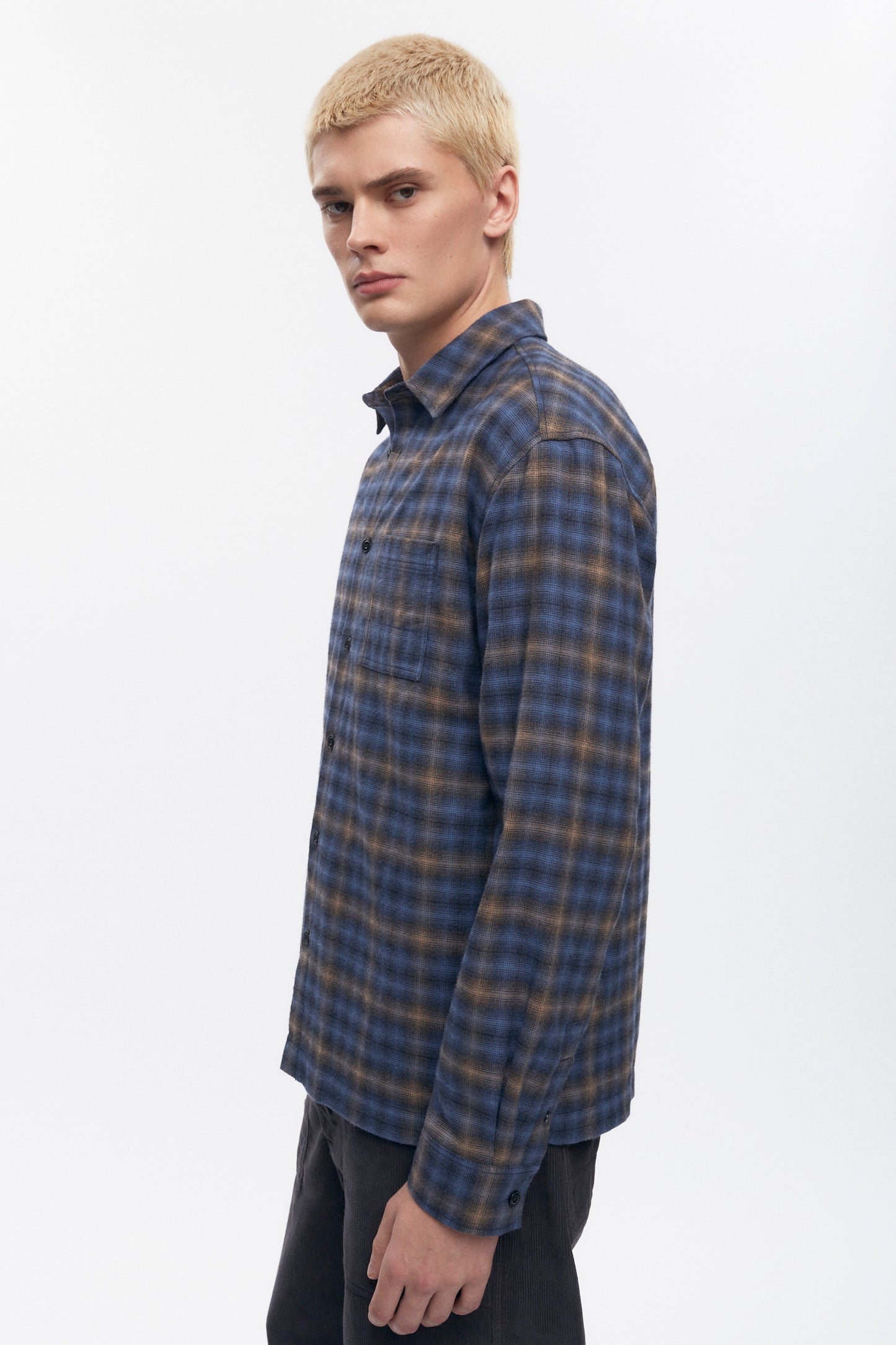 Men's Flannel Shirt in Blue Plaid