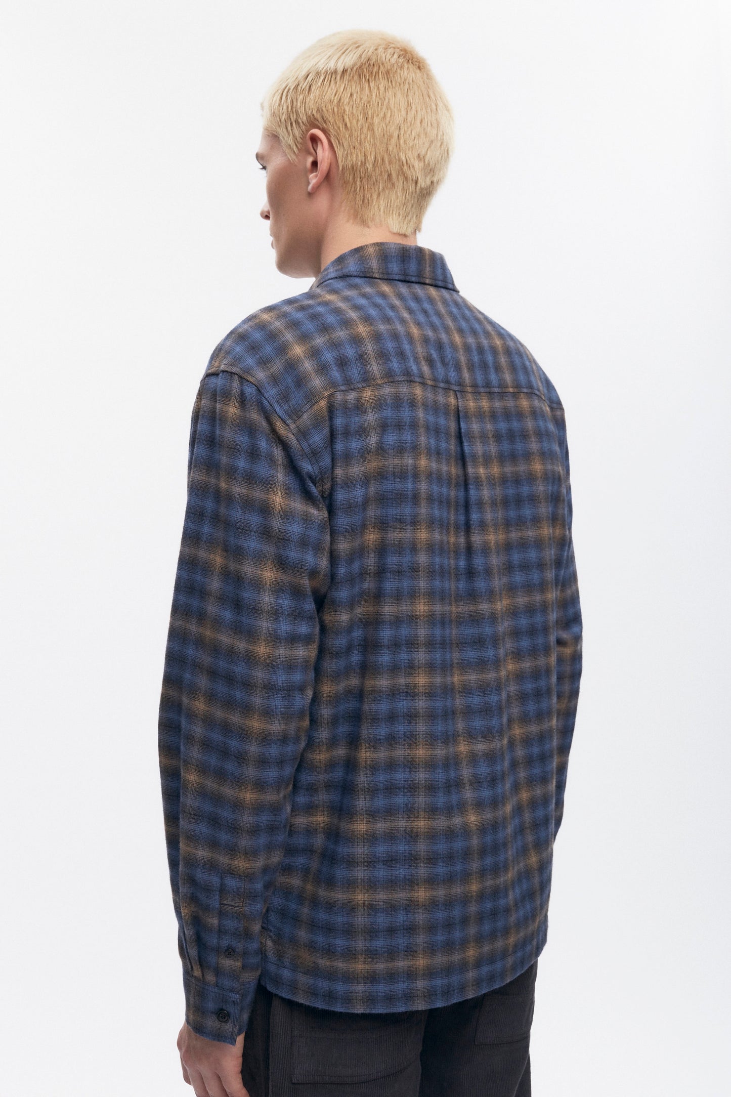 Men's Flannel Shirt in Blue Plaid