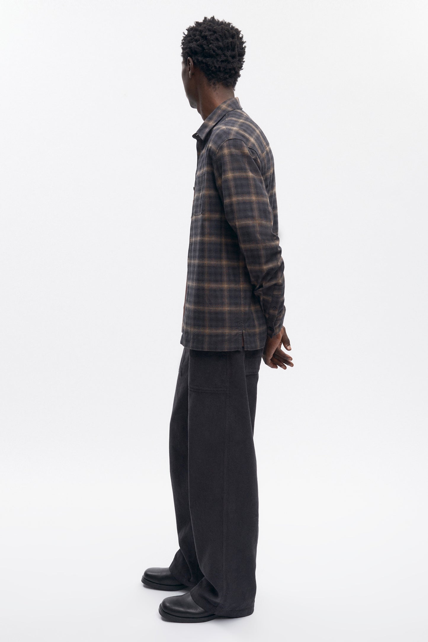 Men's Flannel Shirt in Brown Plaid