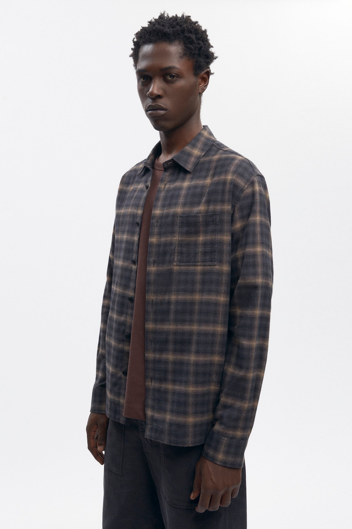 Men's Flannel Shirt in Brown Plaid