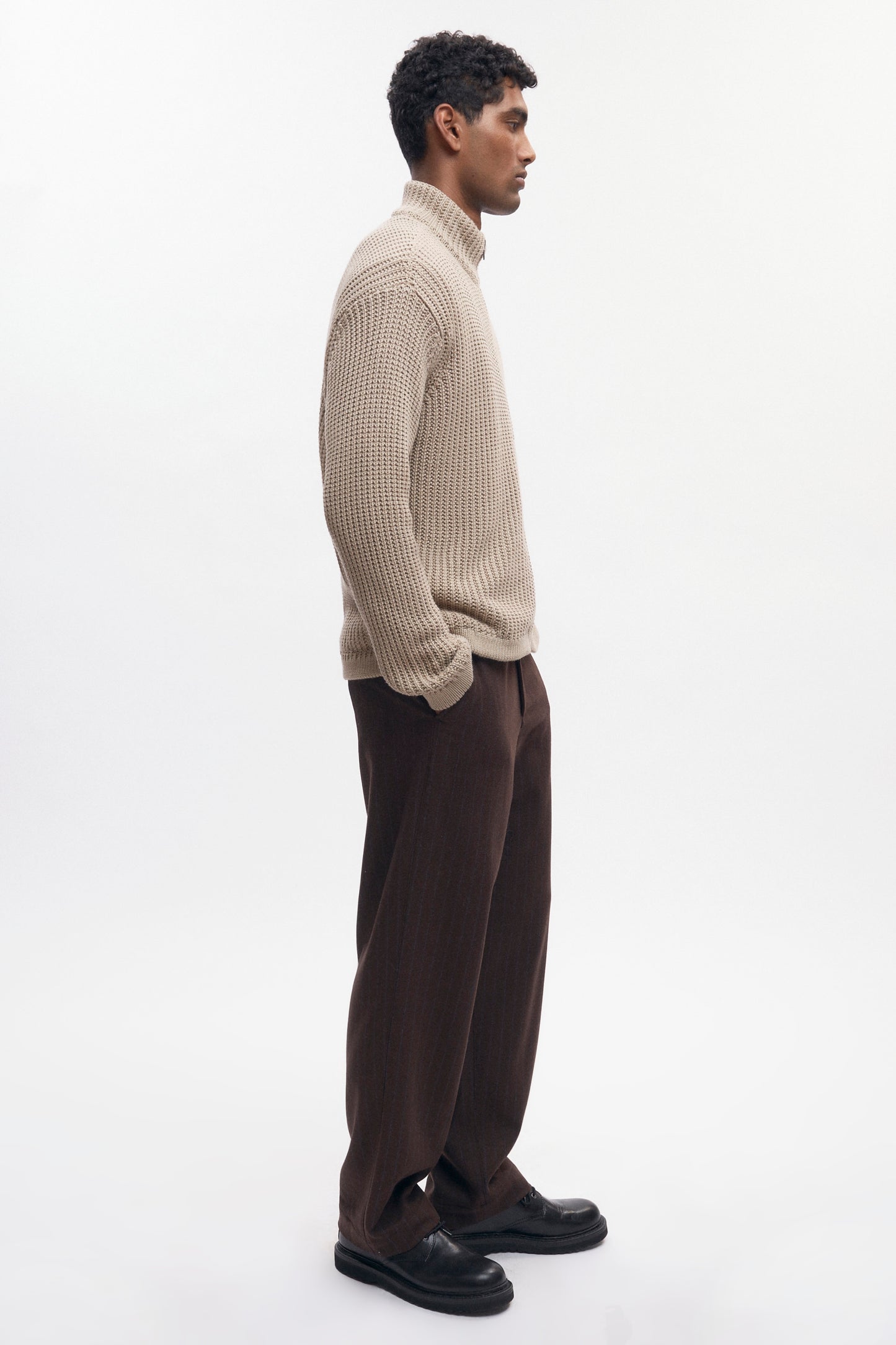 Men's Hadi Zip Sweater in Oat