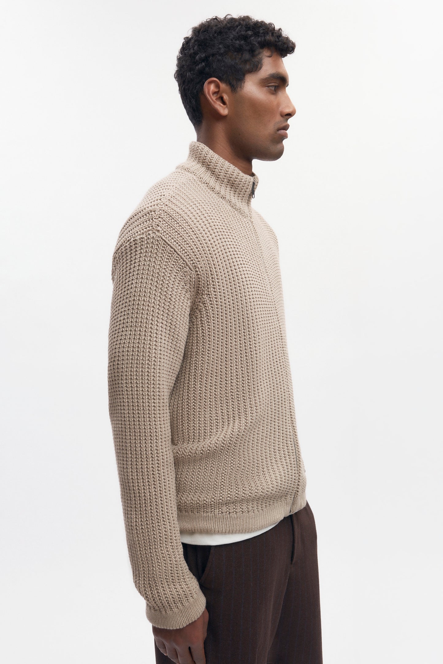 Men's Hadi Zip Sweater in Oat