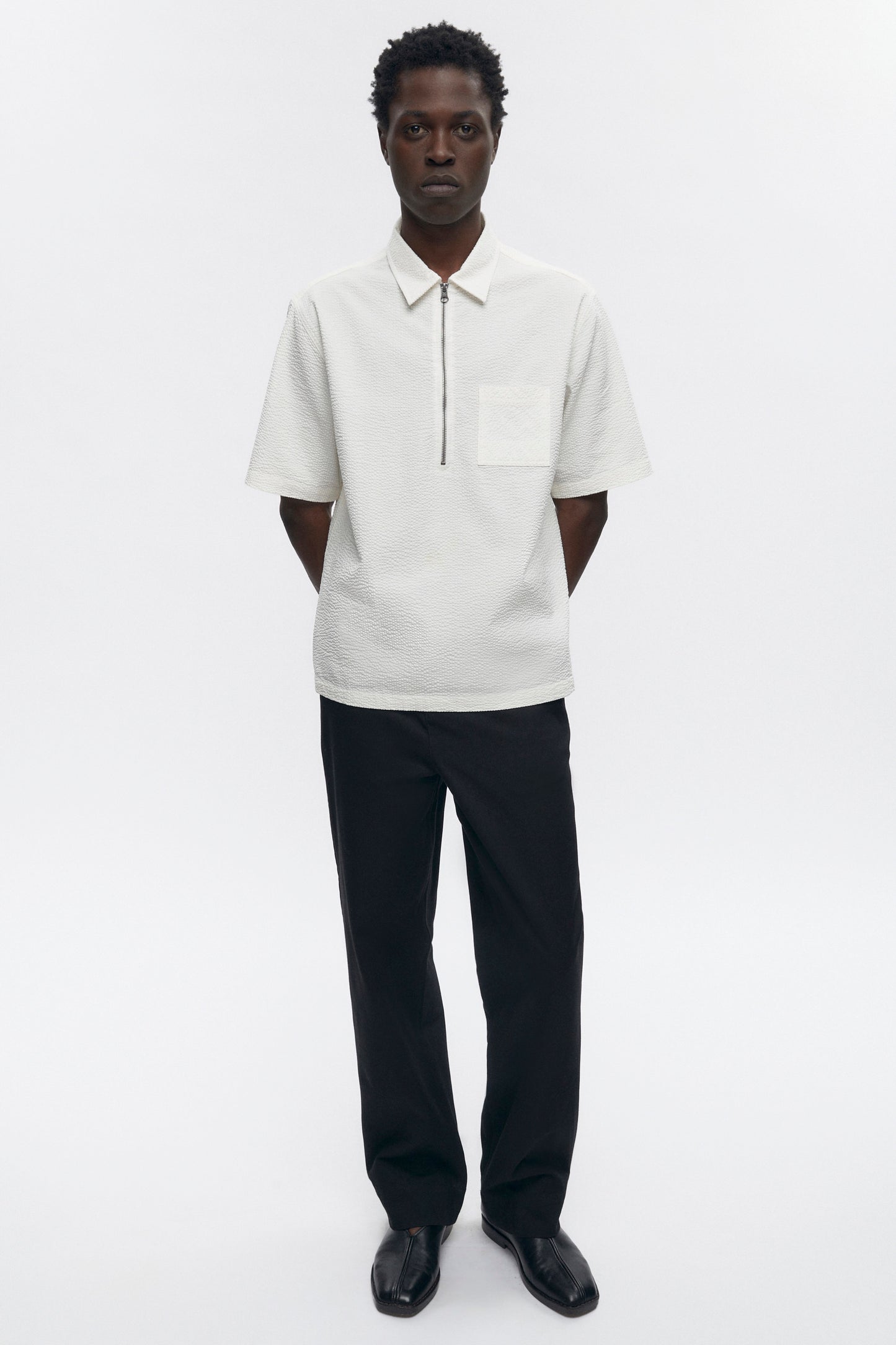 Men's Half Zip Shirt in Marshmallow