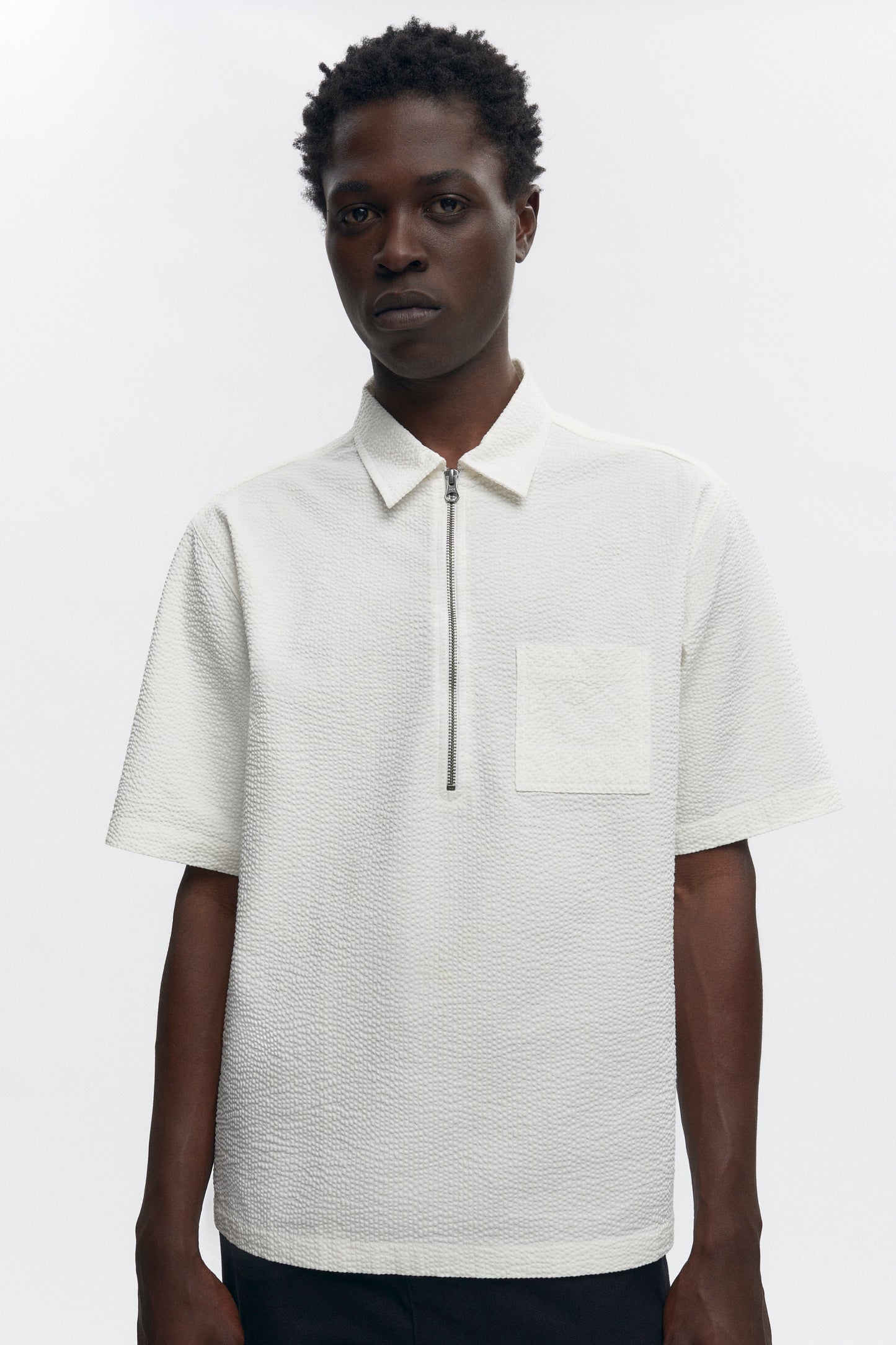 Men's Half Zip Shirt in Marshmallow