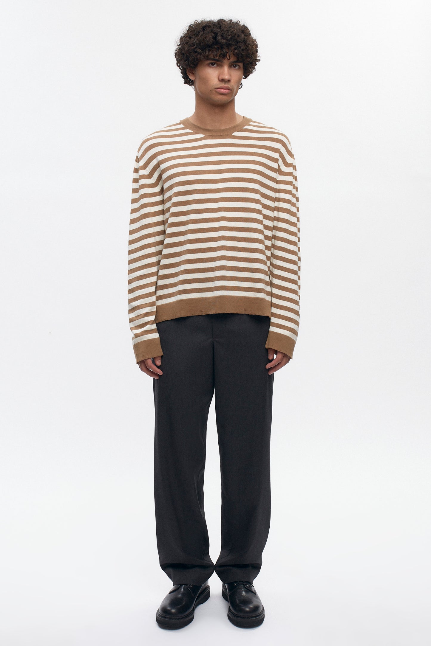 Men's Lightweight Crewneck Sweater in Otter/Marshmallow