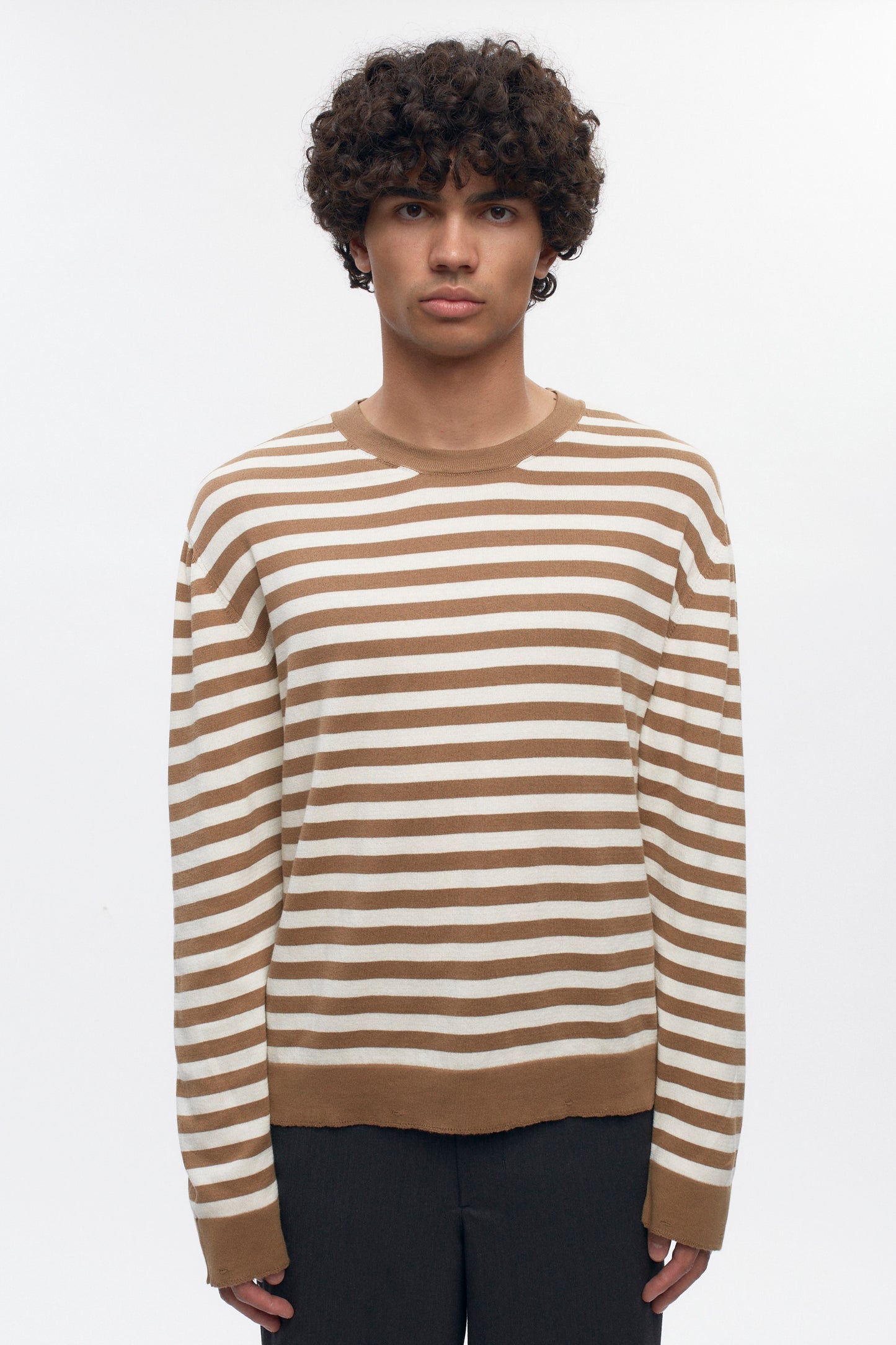 Men's Lightweight Crewneck Sweater in Otter/Marshmallow