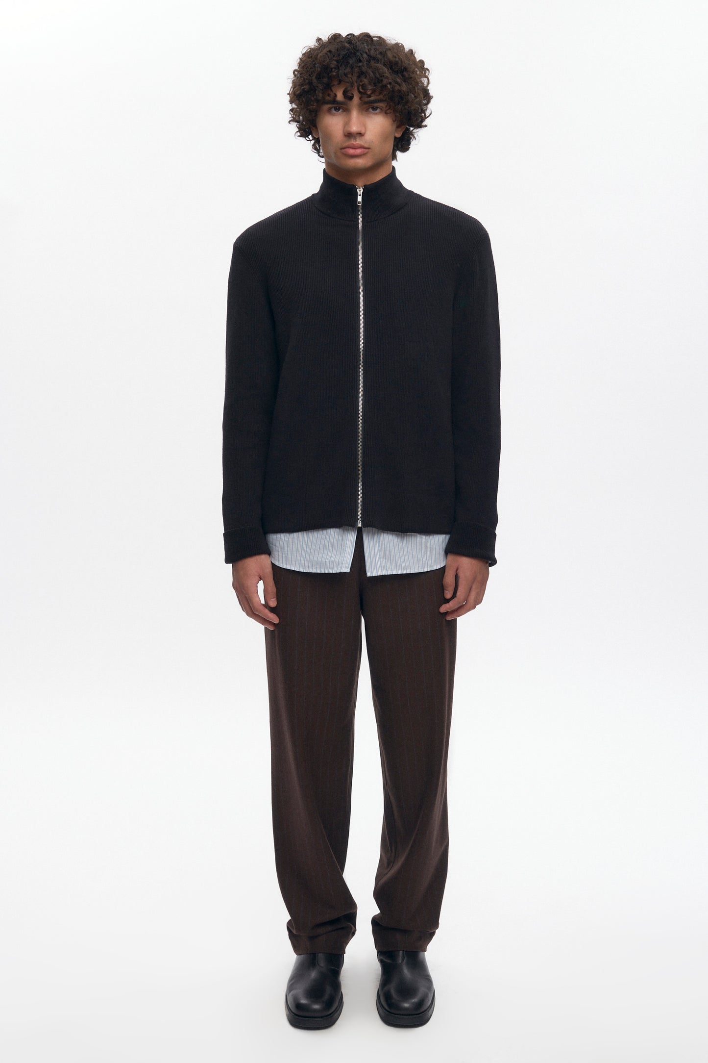 Men's Lightweight Zip Sweater in Black