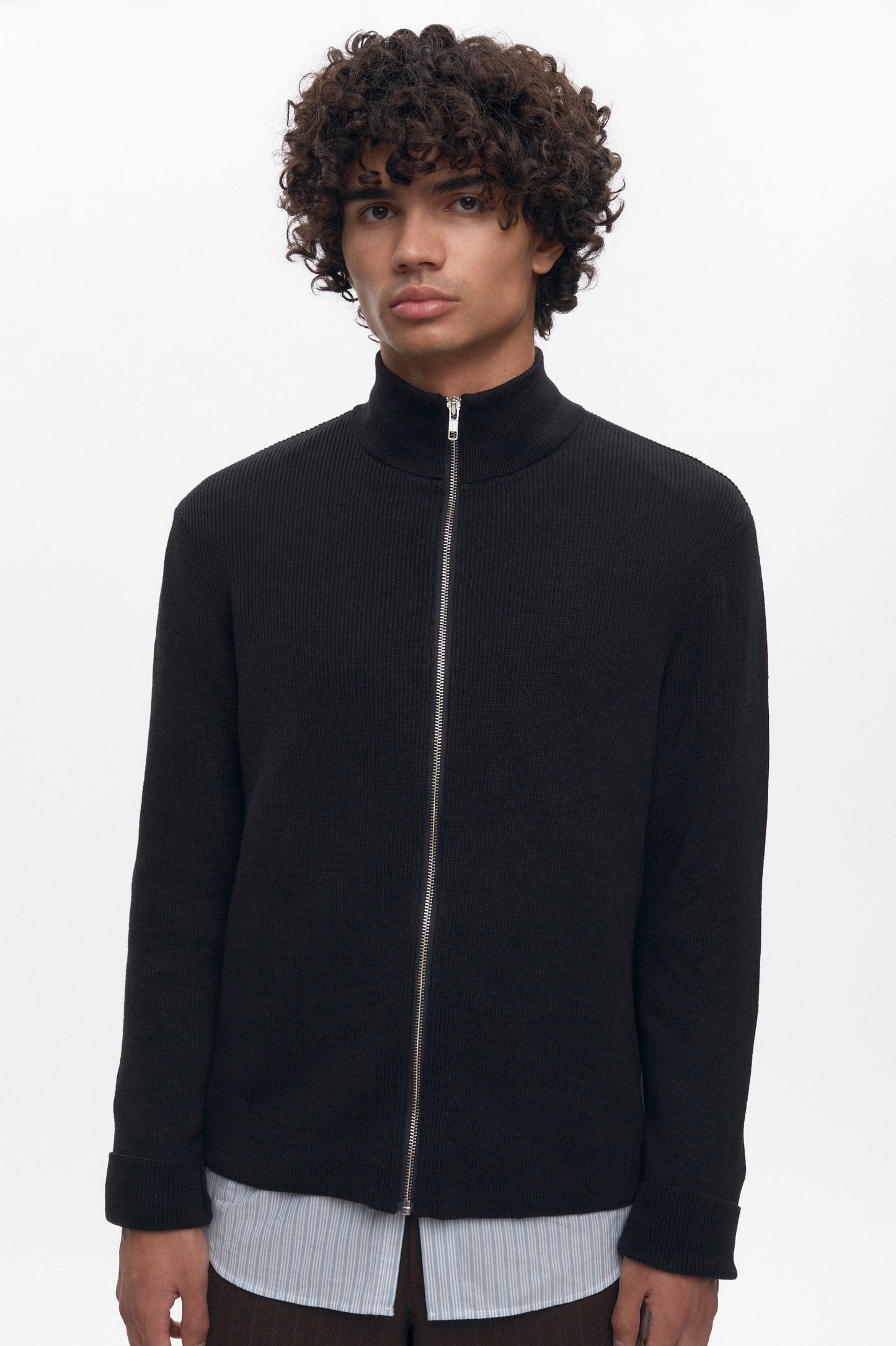 Men's Lightweight Zip Sweater in Black