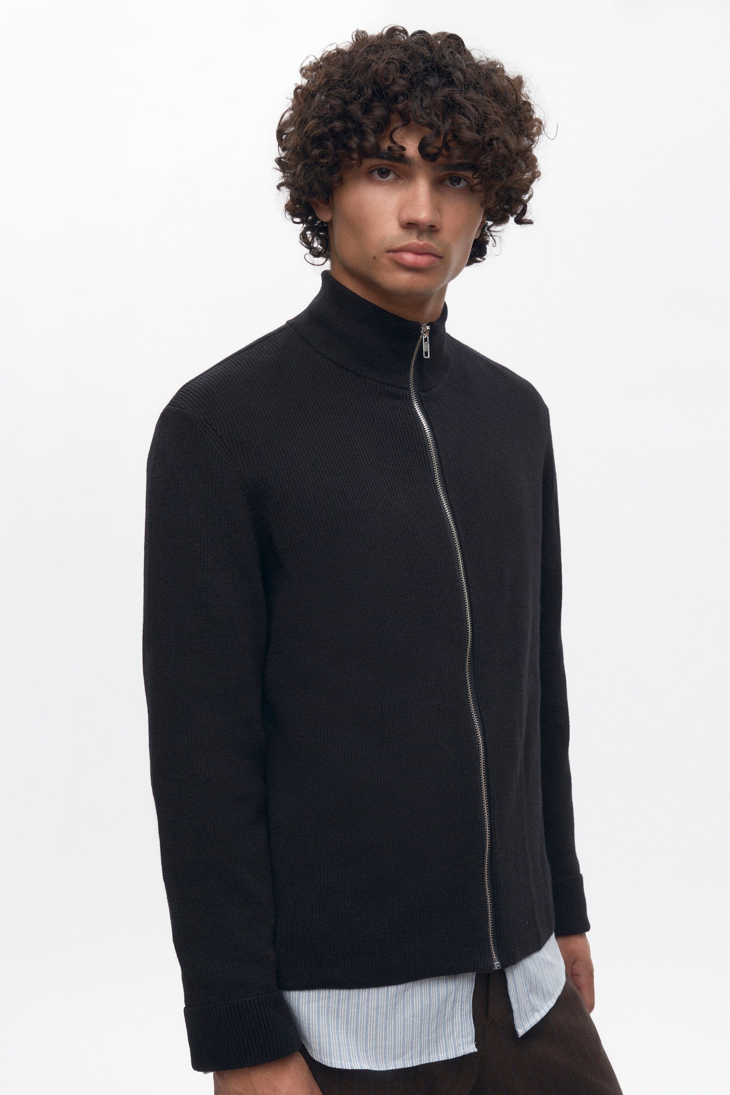 Men's Lightweight Zip Sweater in Black