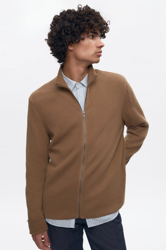 Men's Lightweight Zip Sweater in Otter