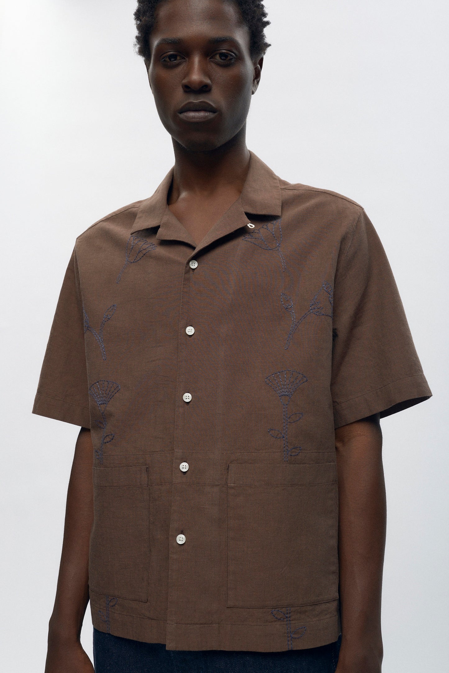 Linen Camp Shirt in Coffee Bean