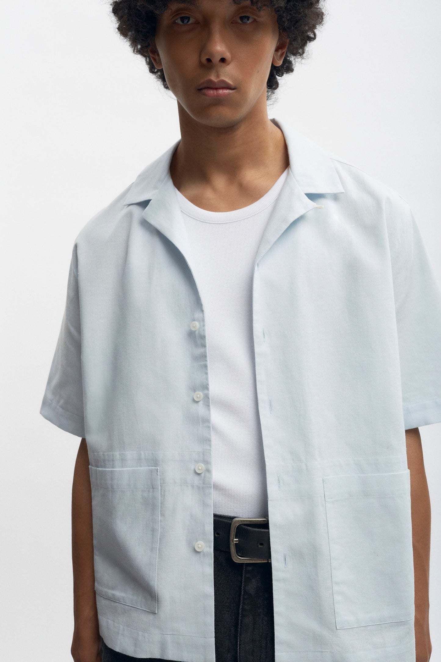 Men’s Linen Camp Shirt in Puritan Grey