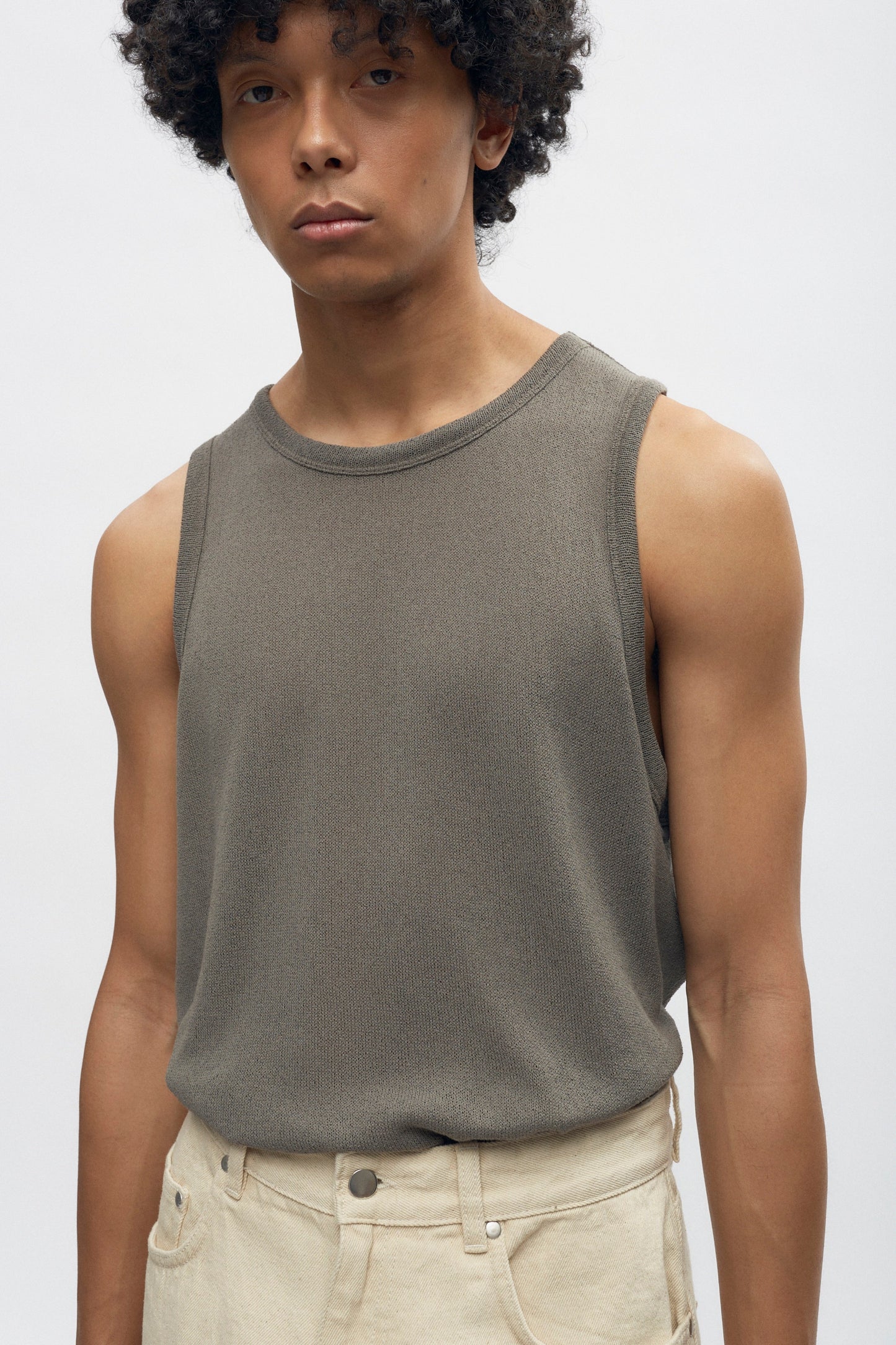 Men's Luxor Jersey Tank in Dark Taupe