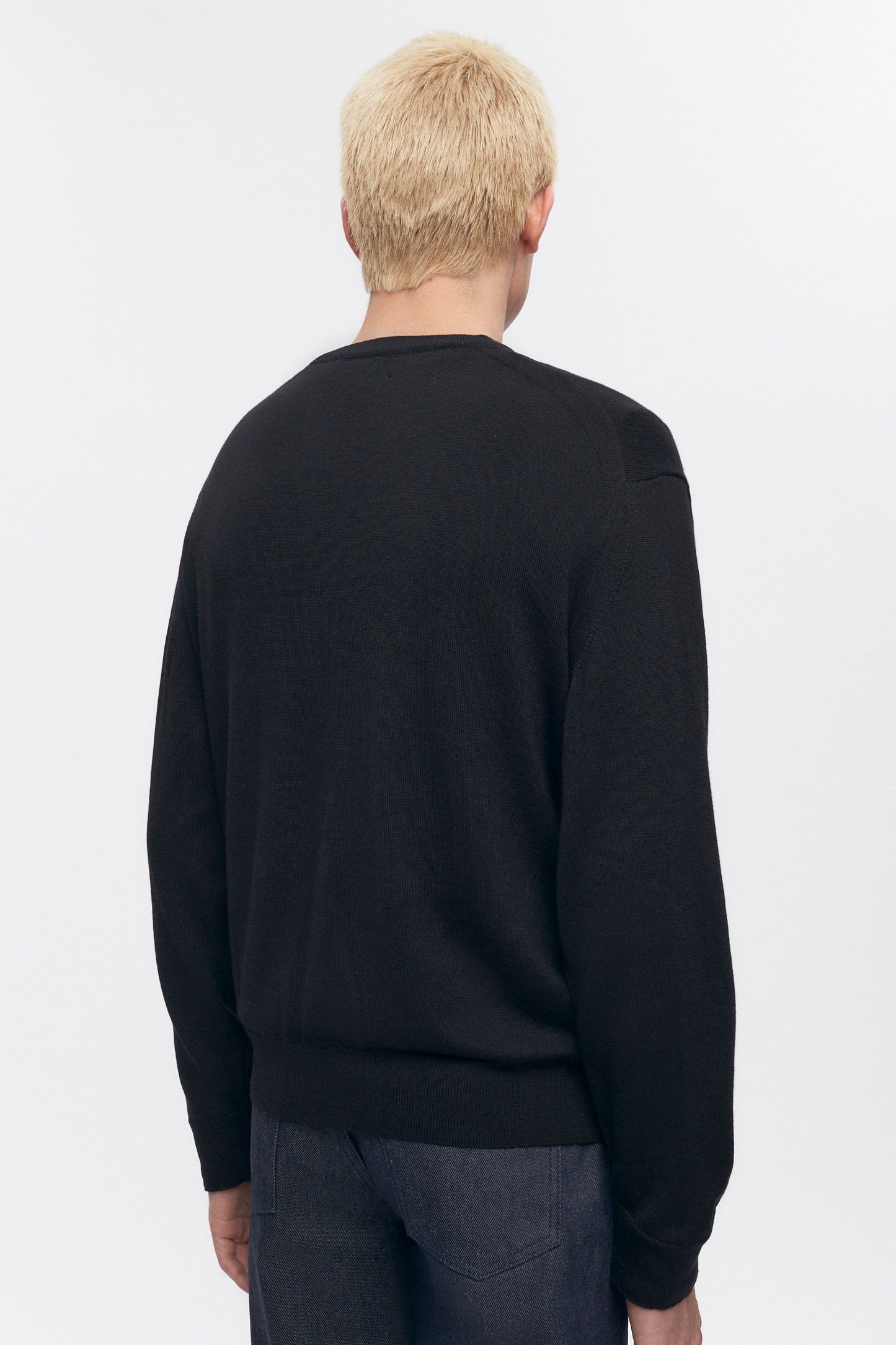 Men's Fine Merino Crewneck Sweater in Black