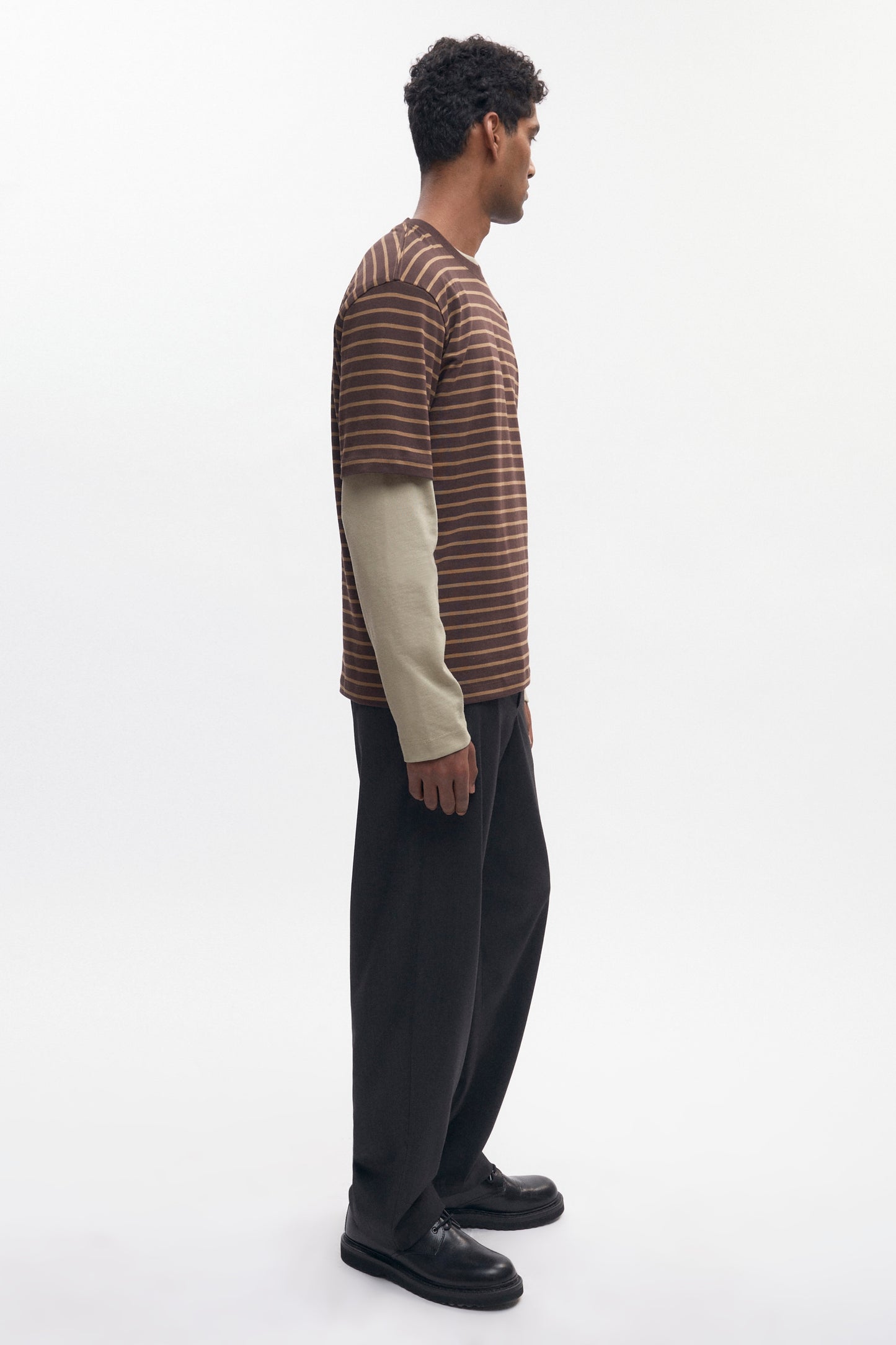 Men's Midweight Crew in Coffee Bean/Otter Stripe