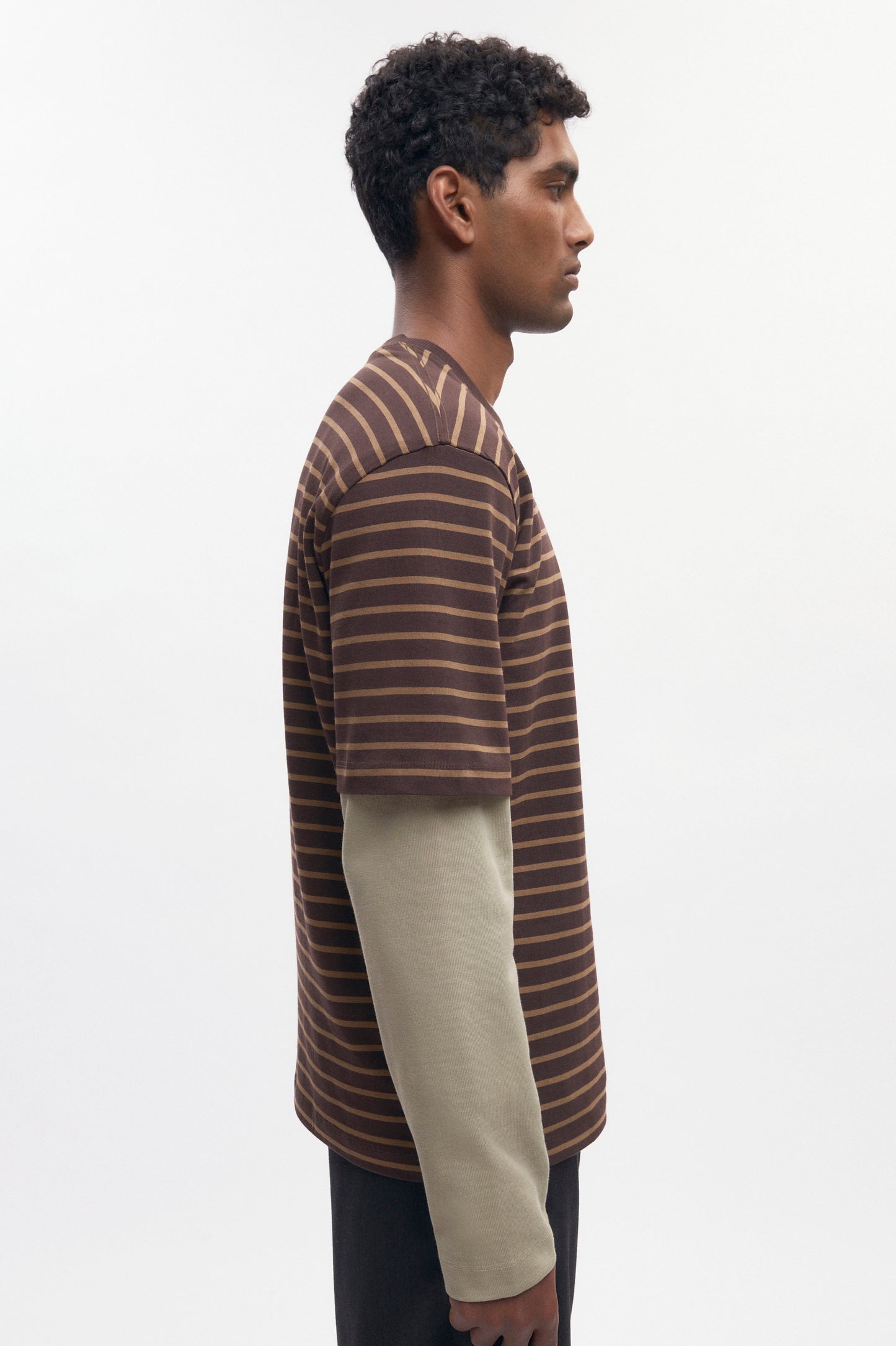 Men's Midweight Crew in Coffee Bean/Otter Stripe