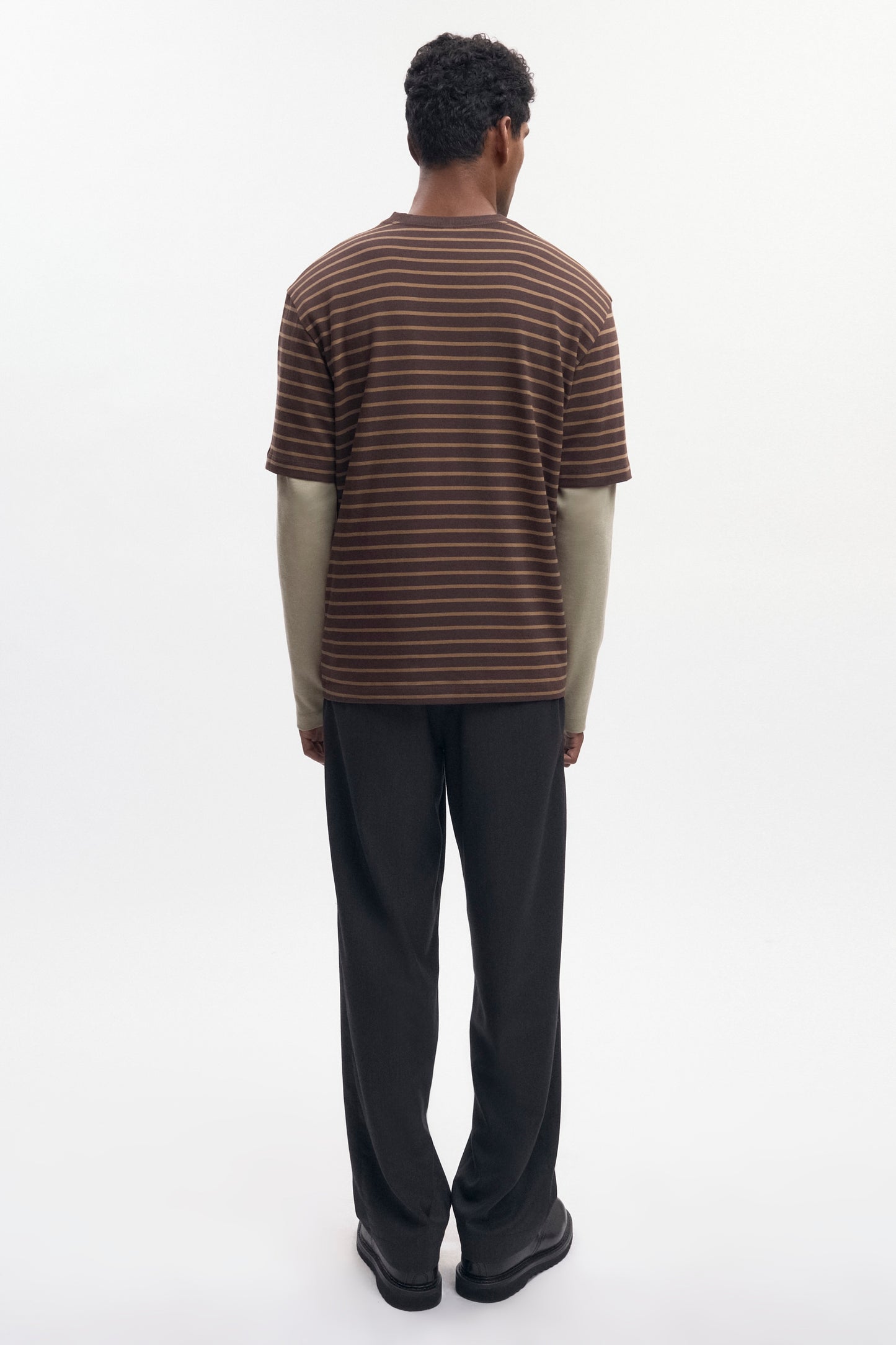 Men's Midweight Crew in Coffee Bean/Otter Stripe