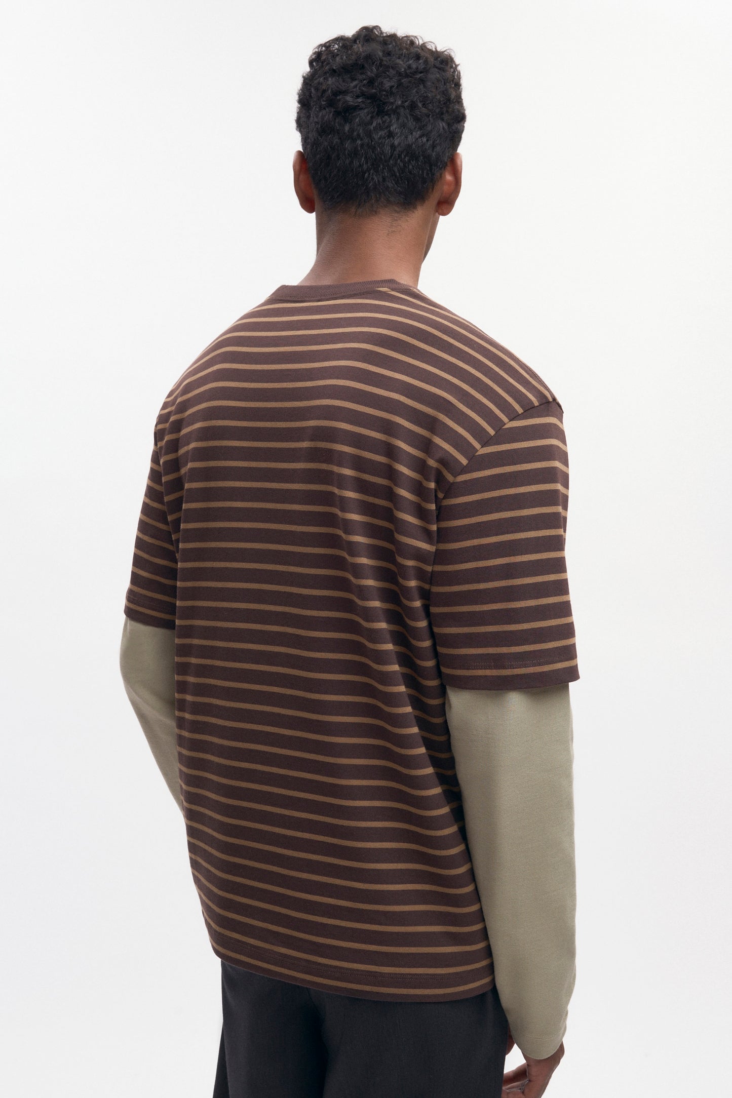 Men's Midweight Crew in Coffee Bean/Otter Stripe
