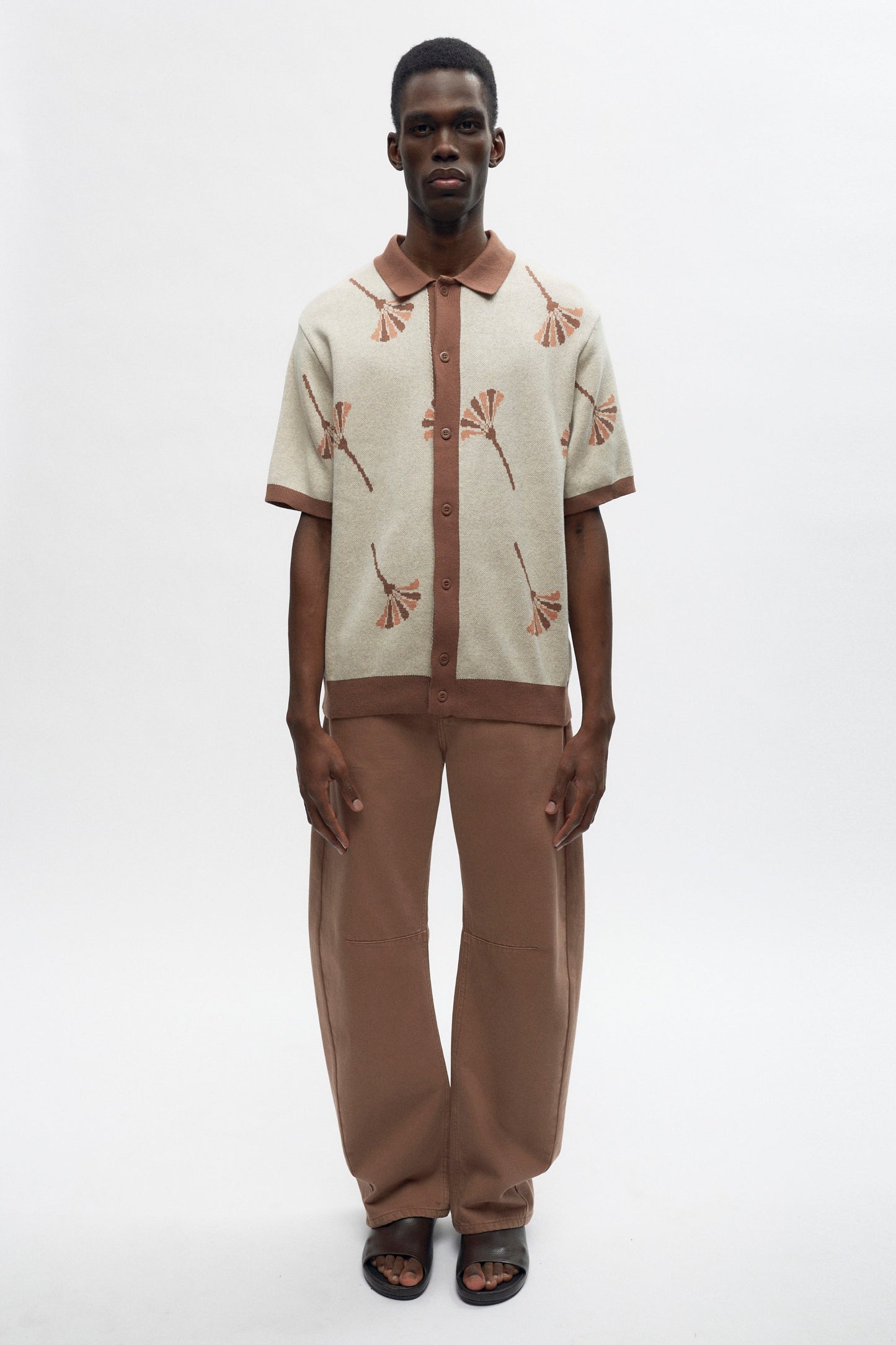 Men's Ramzy Knit Shirt in Acorn/Oat Melange