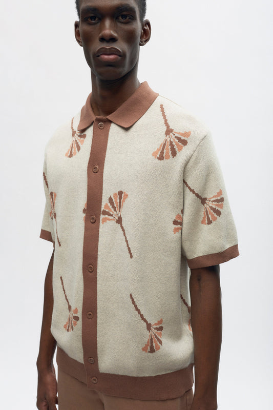 Men's Ramzy Knit Shirt in Acorn/Oat Melange