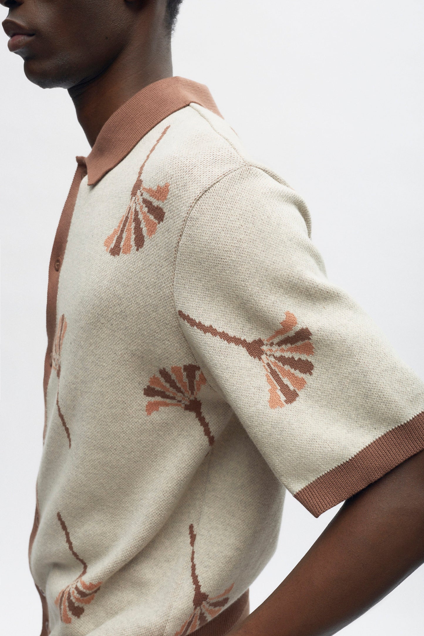 Men's Ramzy Knit Shirt in Acorn/Oat Melange