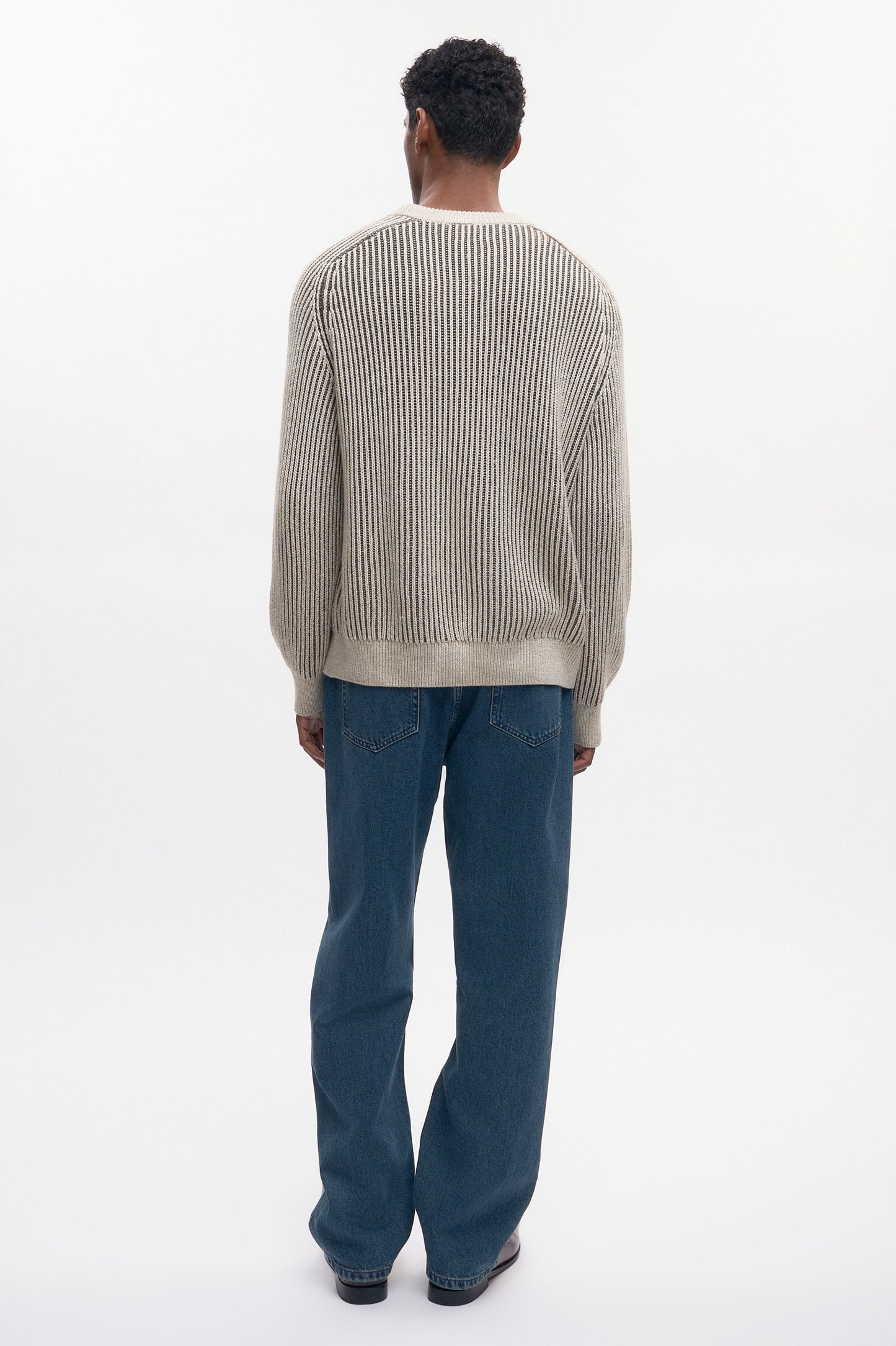 Men's Rib Crewneck Sweater in Dark Taupe/Oat Melange