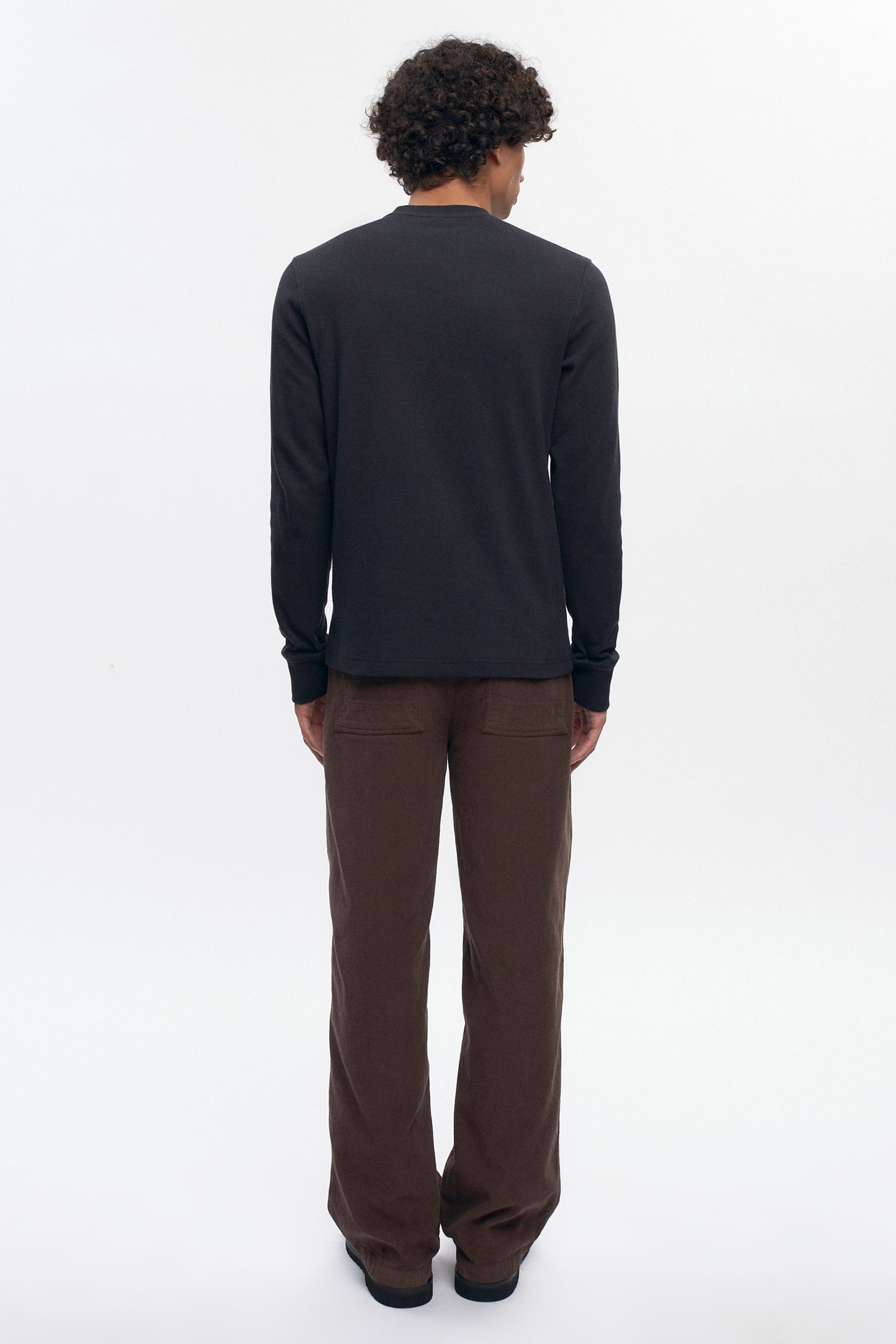 Men's Rib Henley in Black
