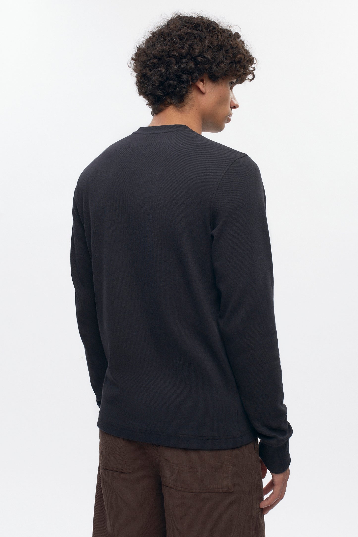 Men's Rib Henley in Black
