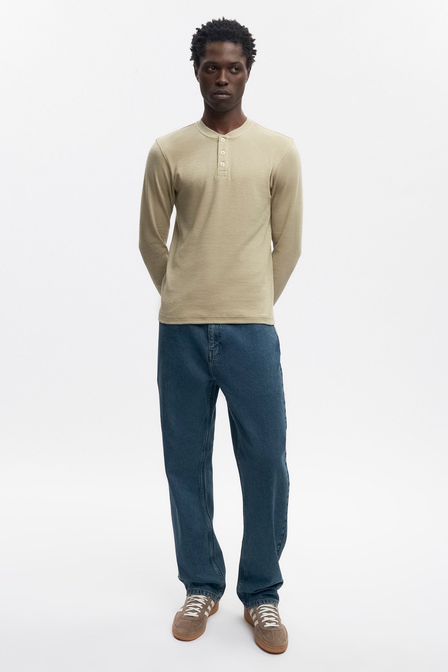 Men's Rib Henley in Desert