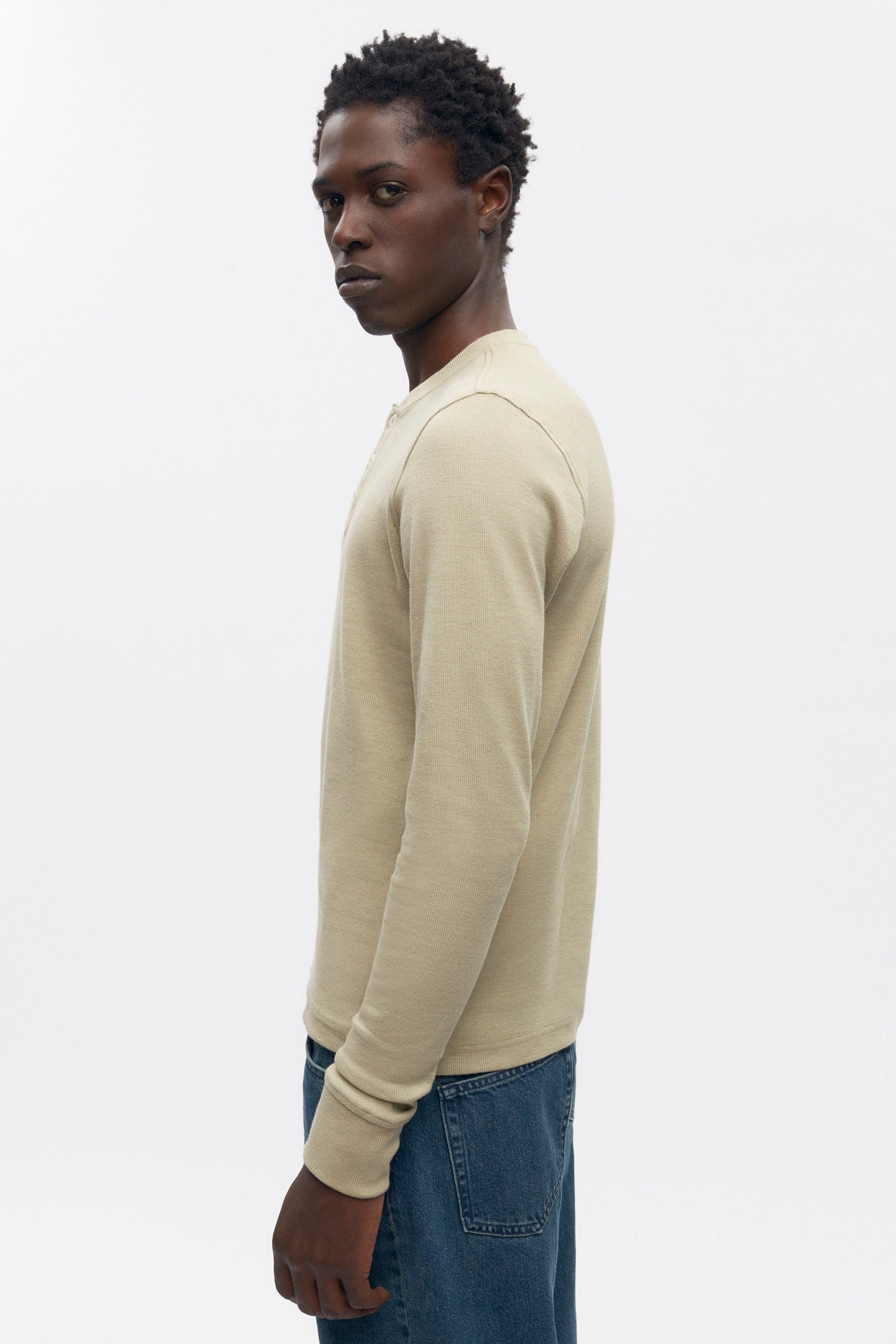 Men's Rib Henley in Desert