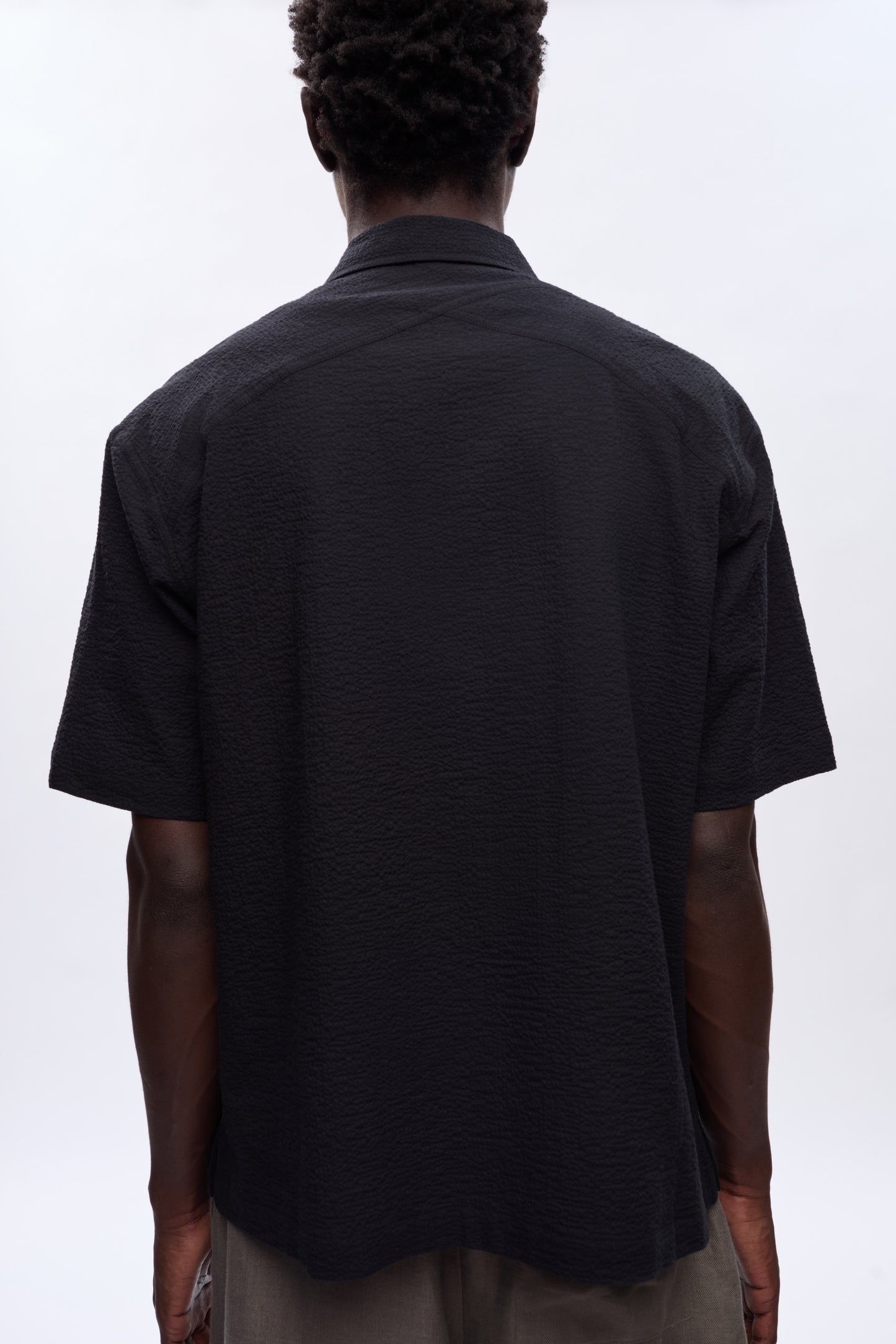 Men's Seersucker Shirt in Black