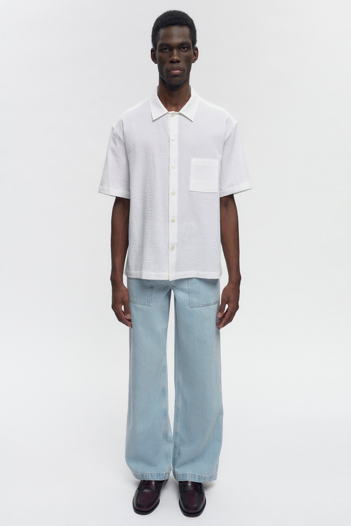 Men's Seersucker Shirt in White