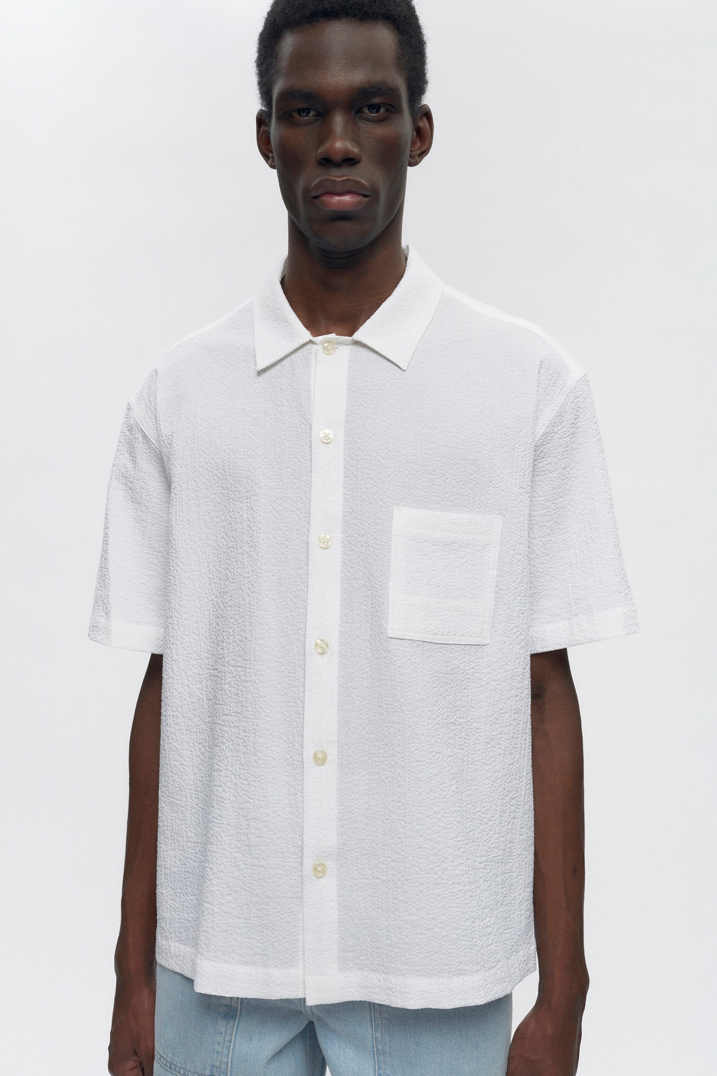 Men's Seersucker Shirt in White