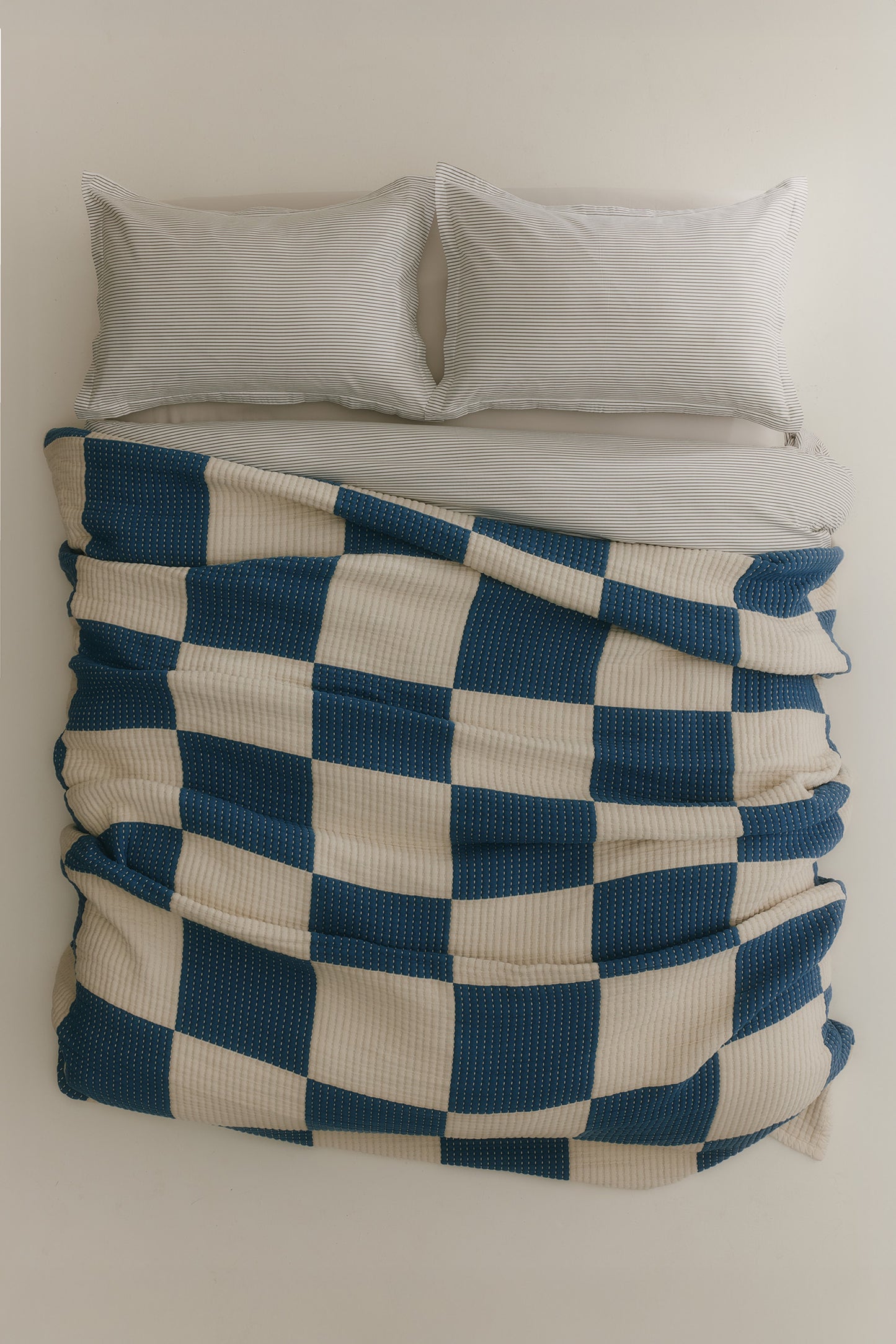 Patchwork Quilted Comforter in Natural/Delta