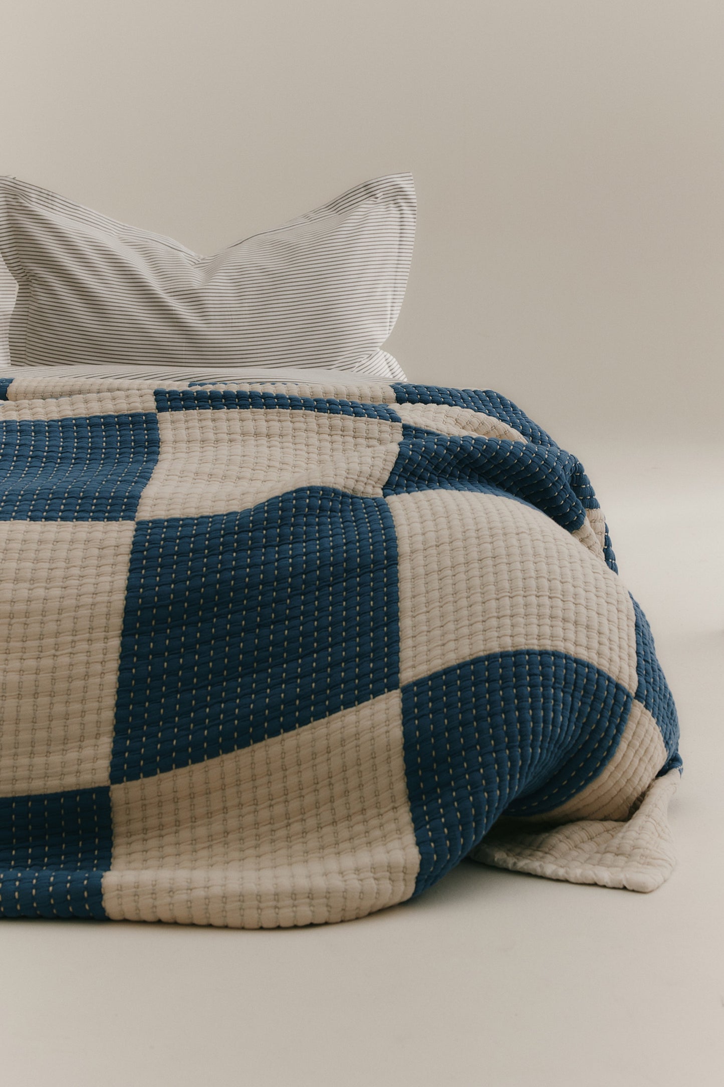 Patchwork Quilted Comforter in Natural/Delta