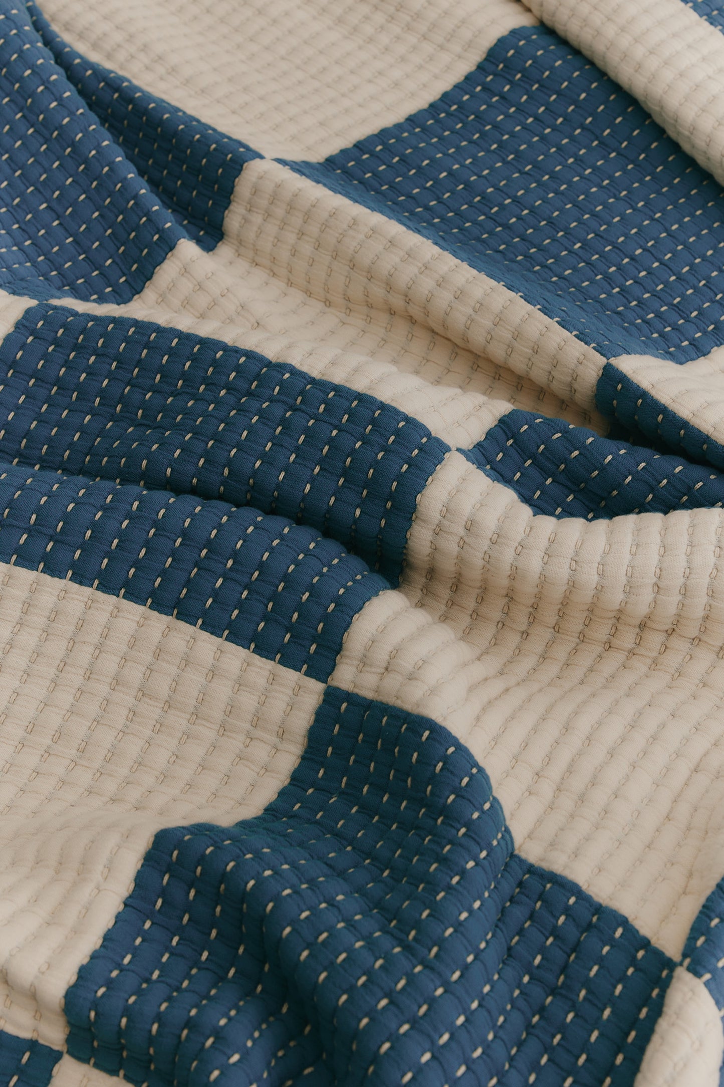 Patchwork Quilted Comforter in Natural/Delta