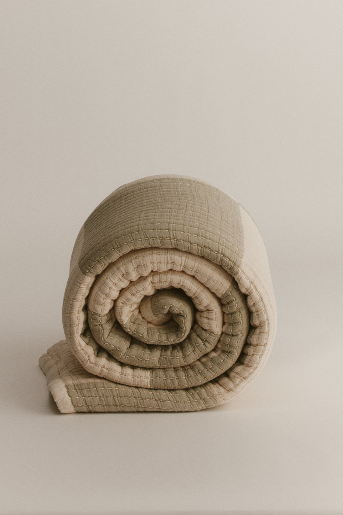 Patchwork Quilted Comforter in Natural/Sage