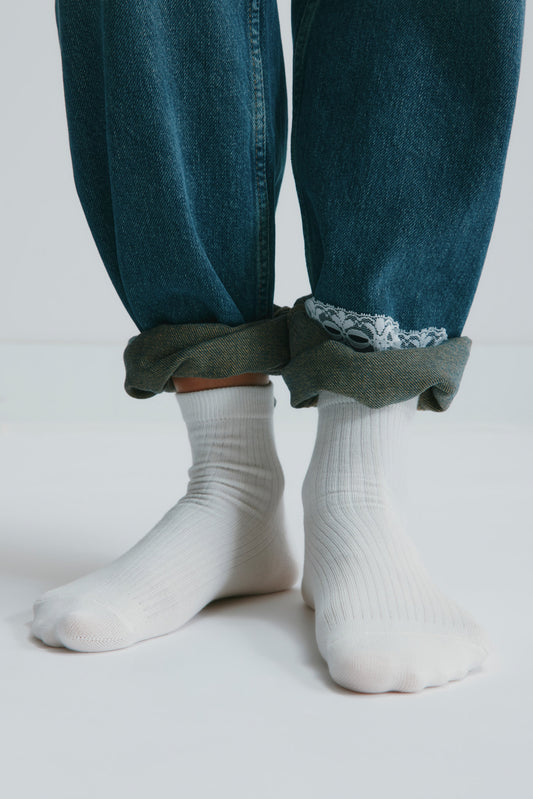 Rib Ankle Socks in Marshmallow