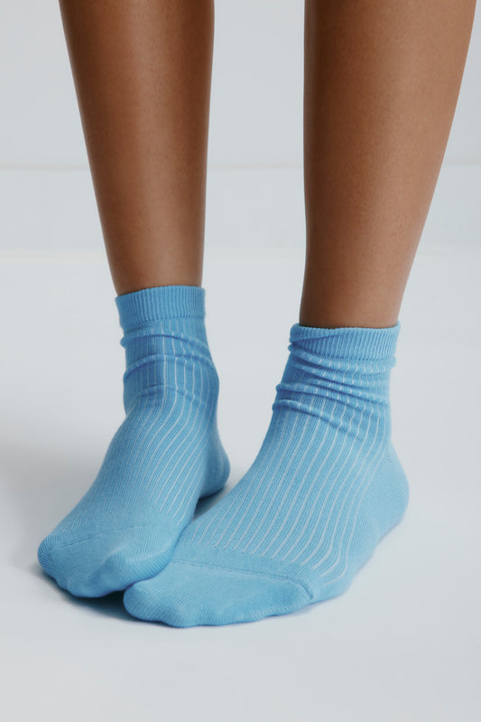 Rib Ankle Socks in Azure
