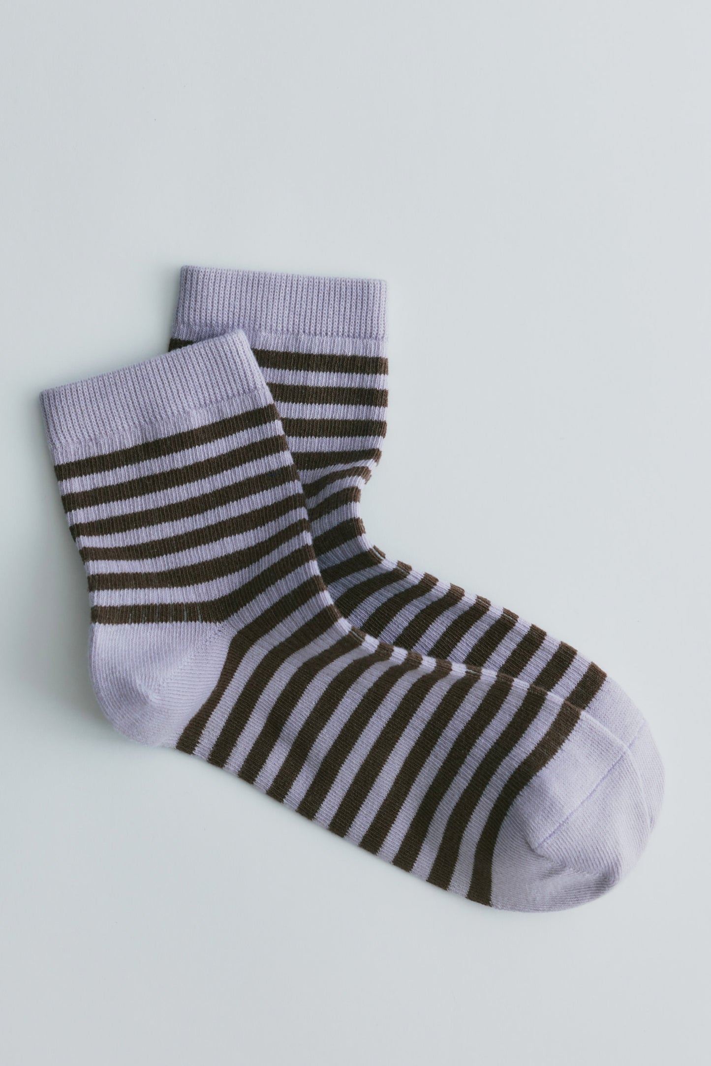 Rib Ankle Socks in Thistle/Bark Stripe
