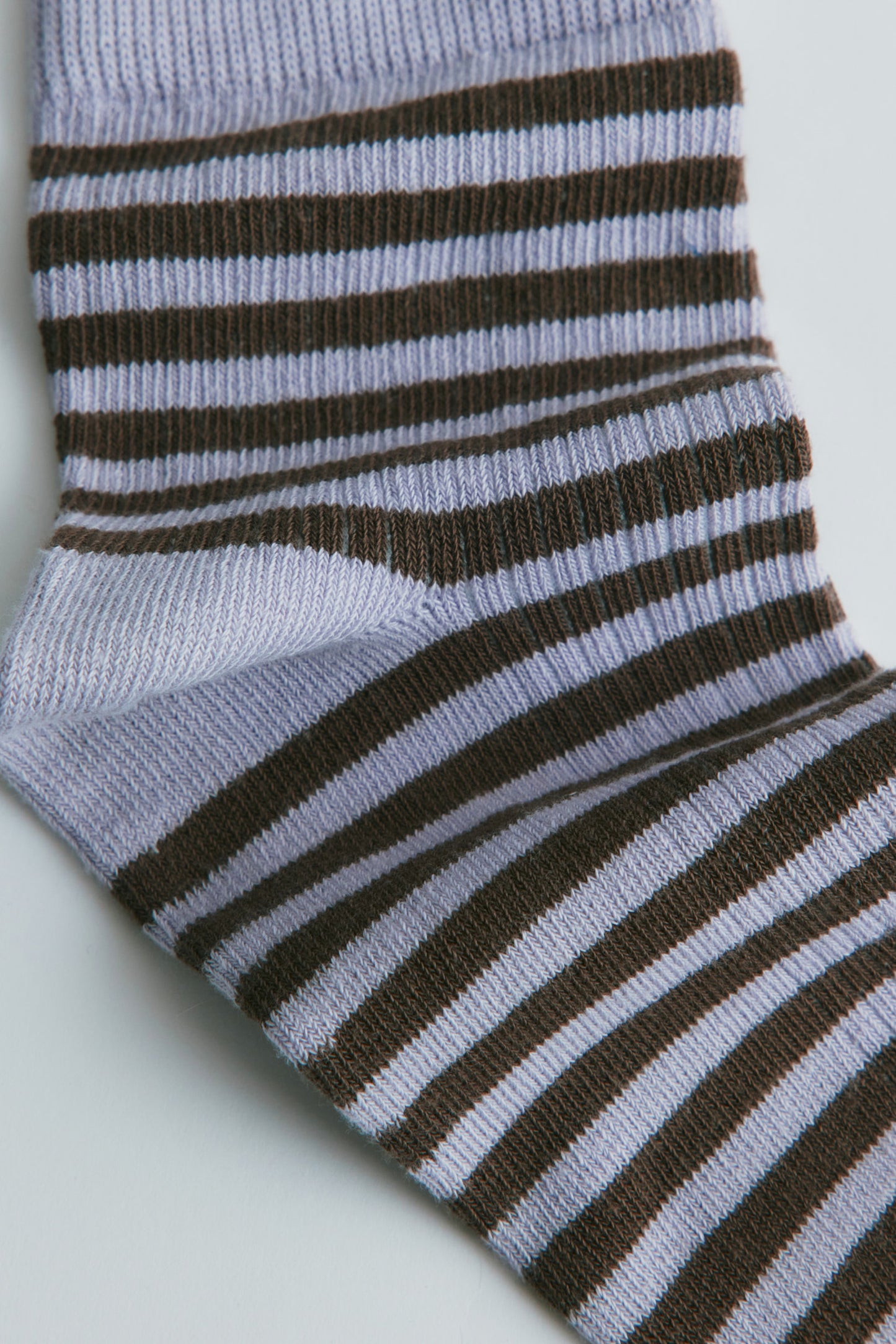 Rib Ankle Socks in Thistle/Bark Stripe