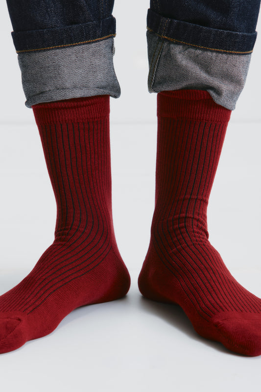 Rib Socks in Carmine