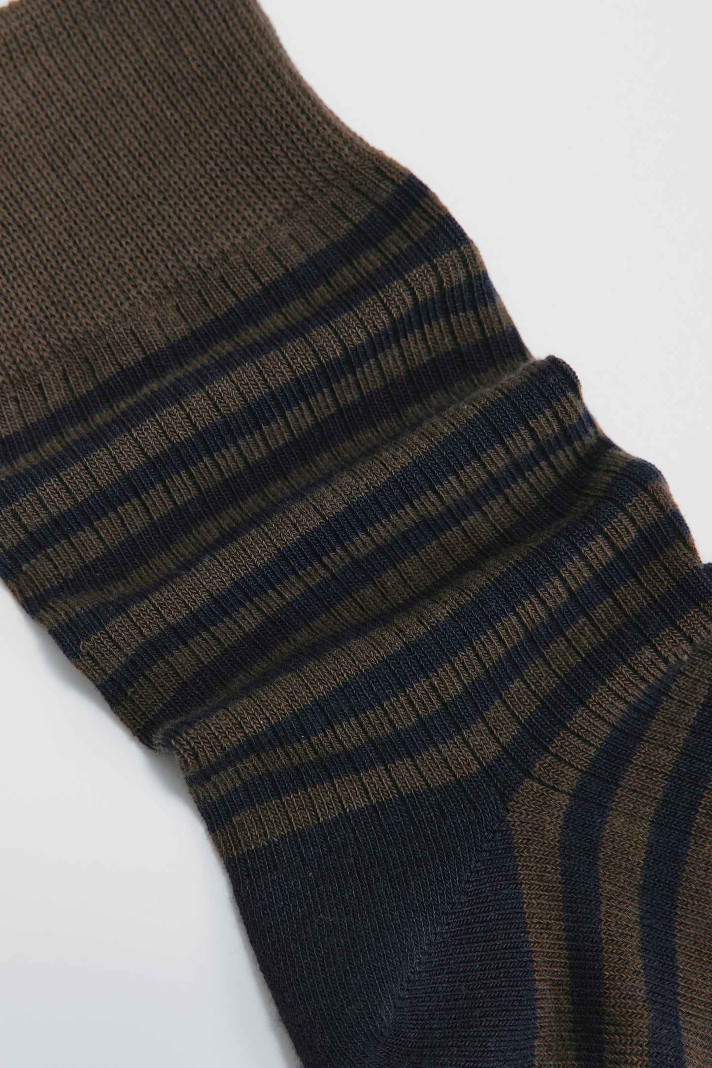 Rib Socks in Deep Ocean/Walnut Stripe