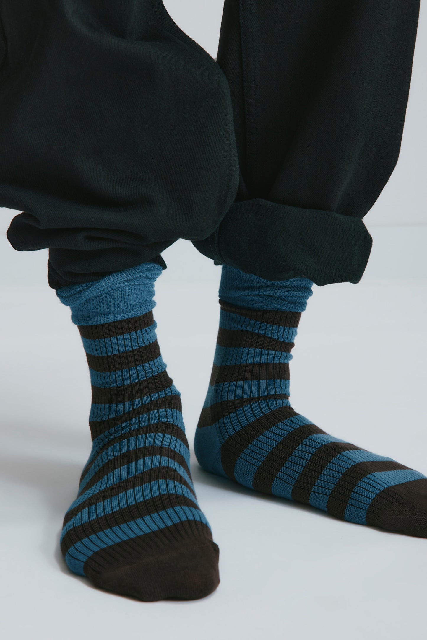 Rib Socks in Delta/Coffee Bean Stripe