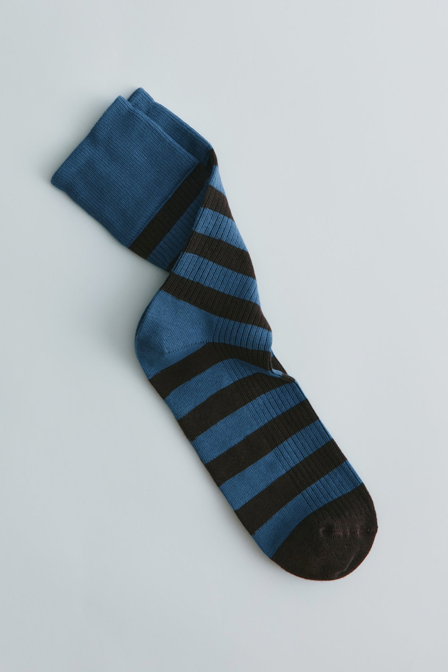 Rib Socks in Delta/Coffee Bean Stripe