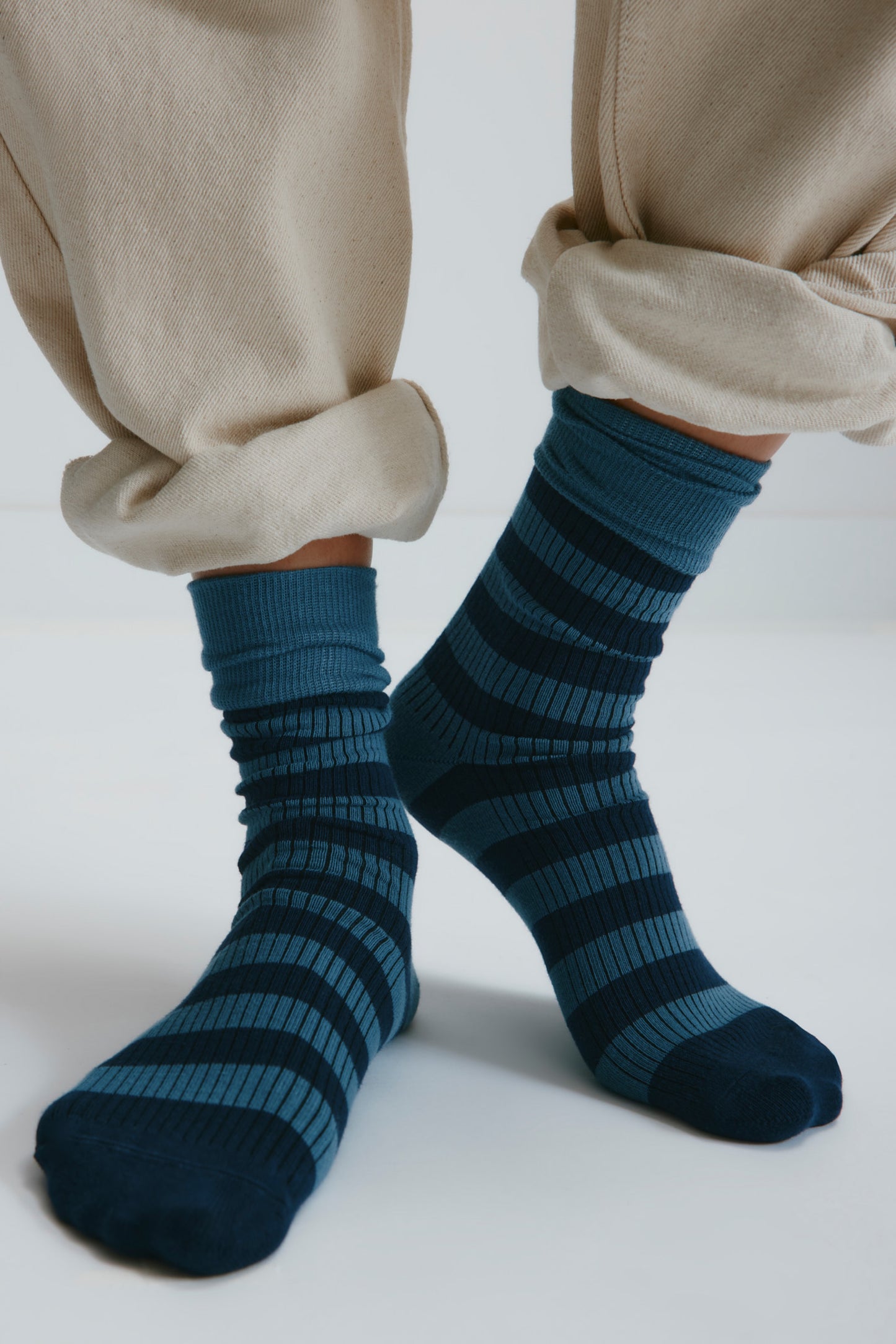 Rib Socks in Delta/Midnight Stripe