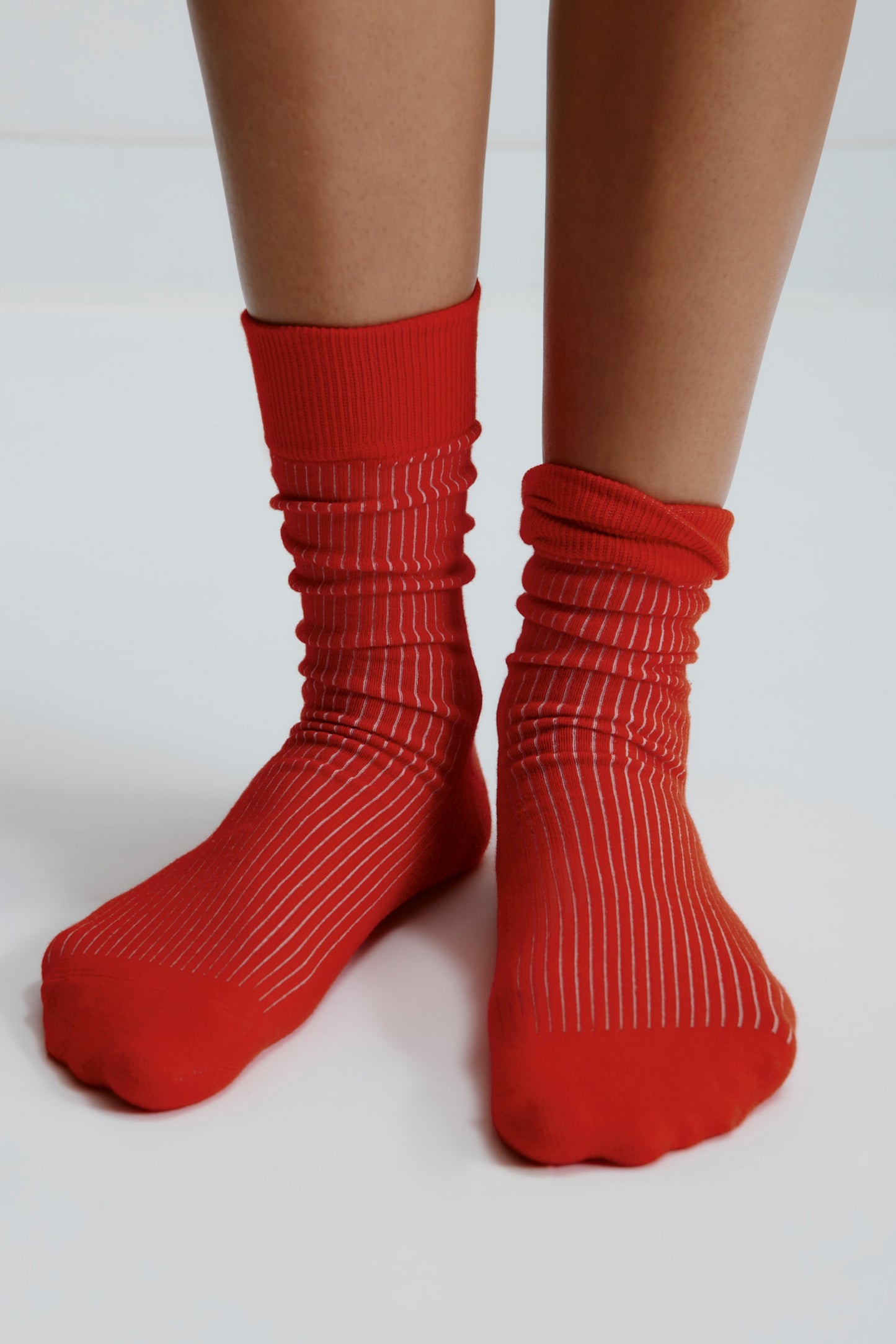Rib Socks in Fiery Red