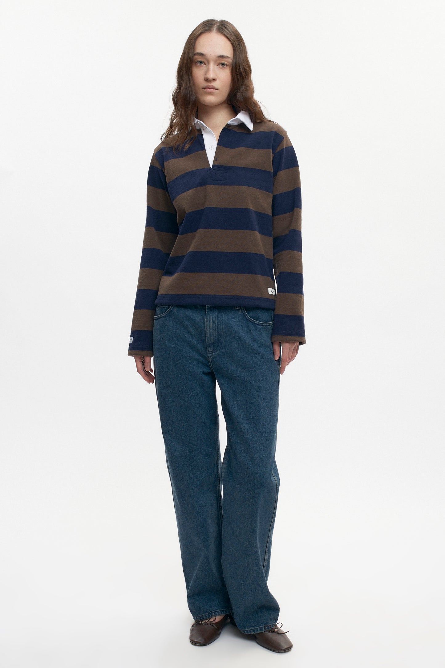 Shrunken Rugby Shirt in Navy/Moss