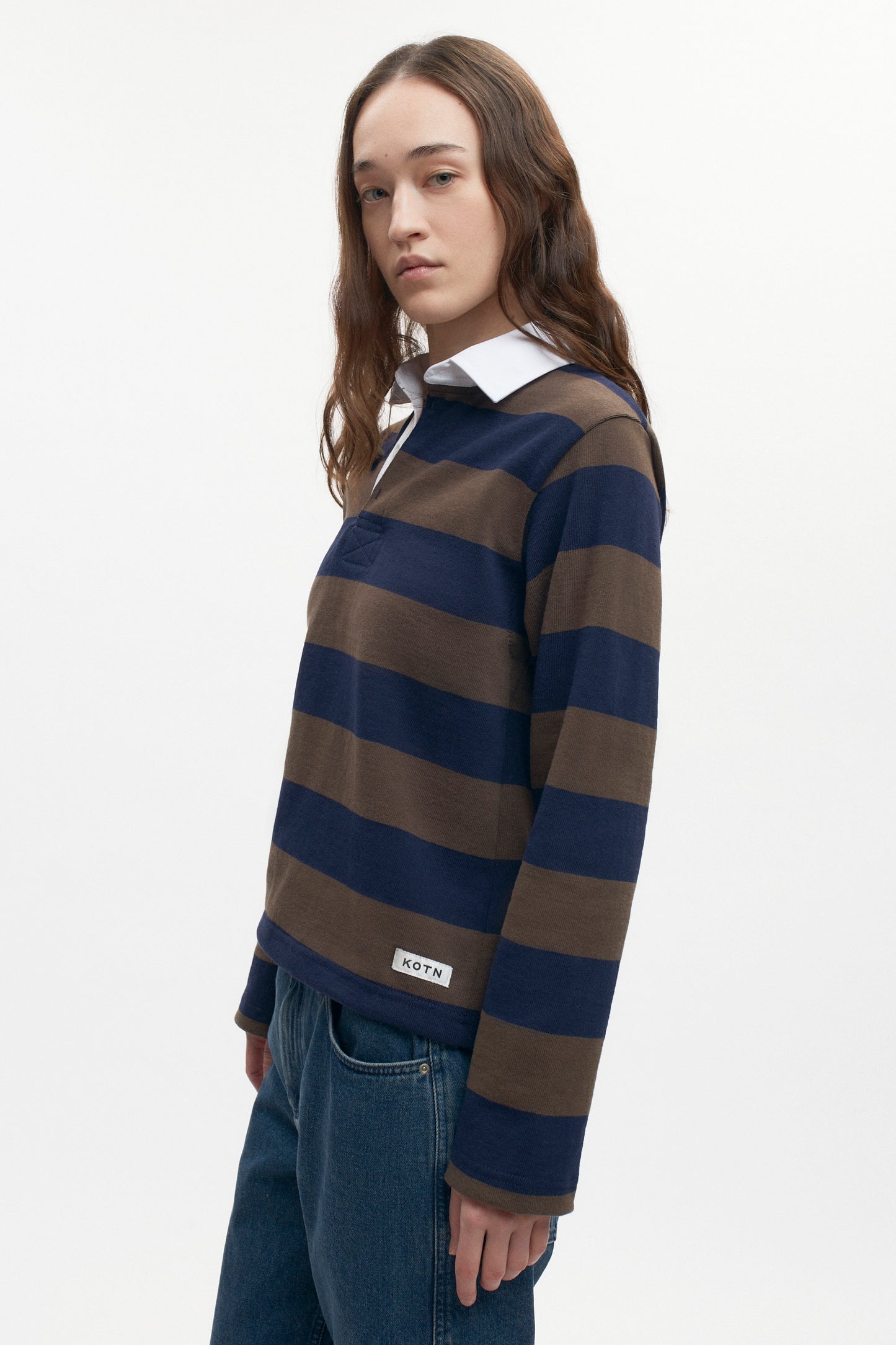 Shrunken Rugby Shirt in Navy/Moss